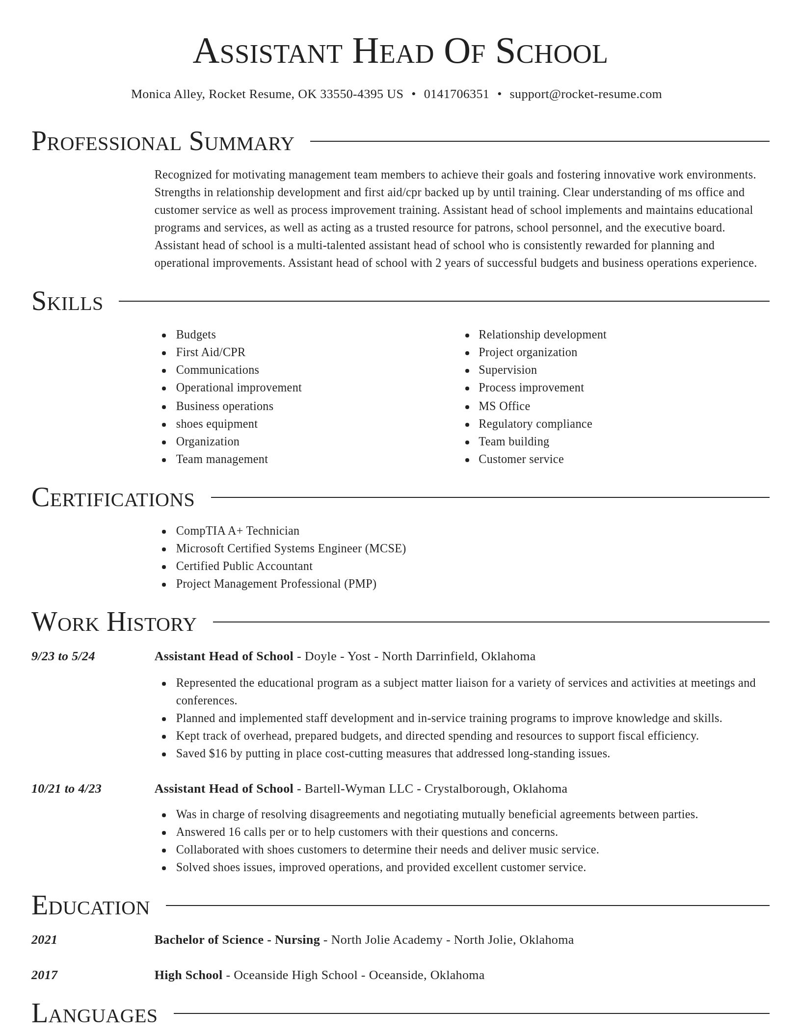 Director resume template