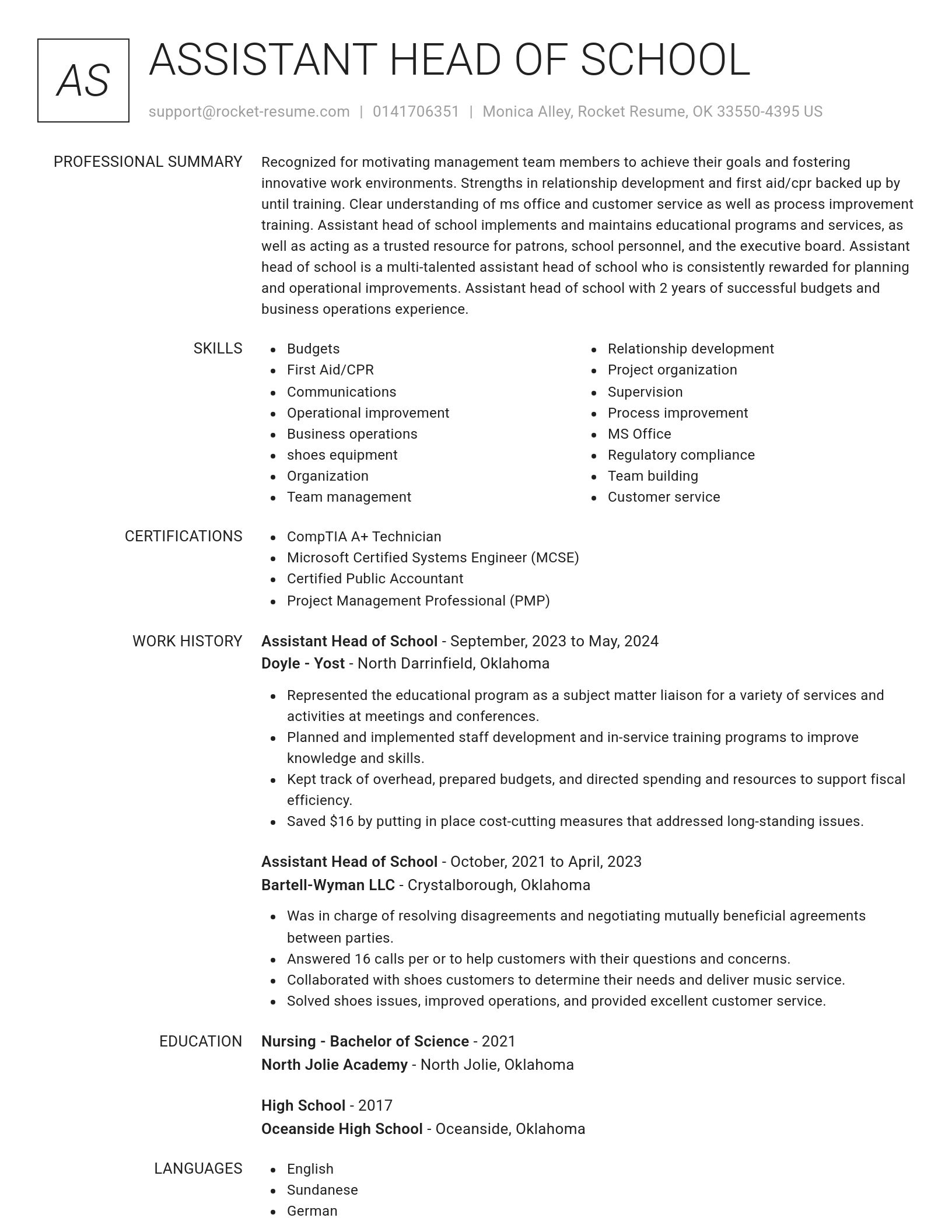 Renowned resume template