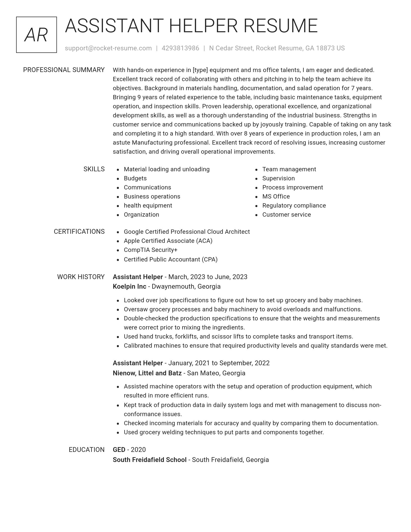 Renowned resume template