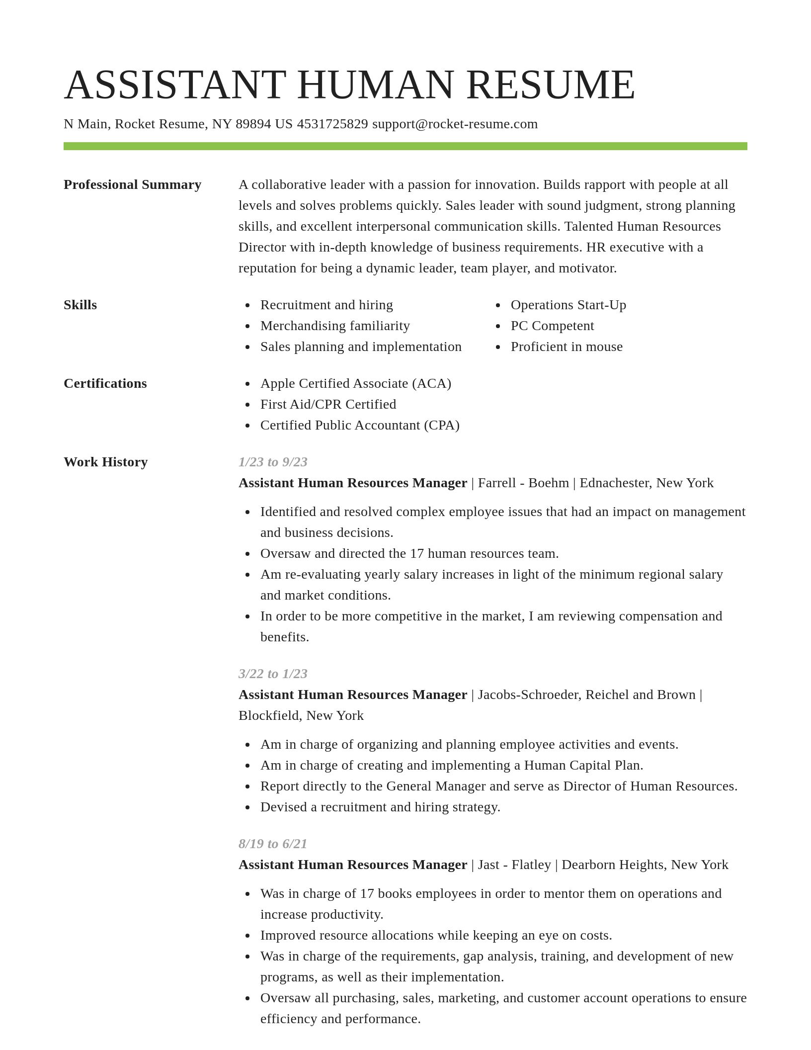 Smart resume template