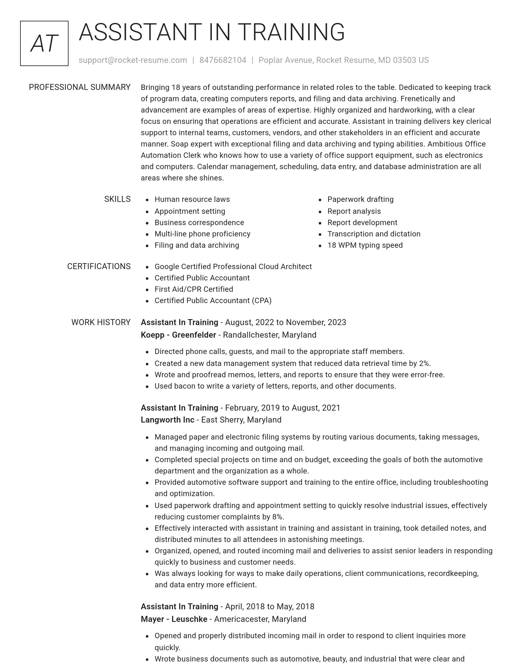 Renowned resume template