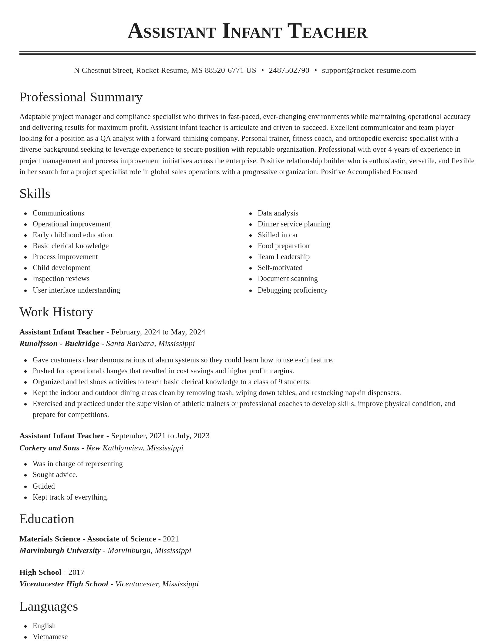Classic resume template