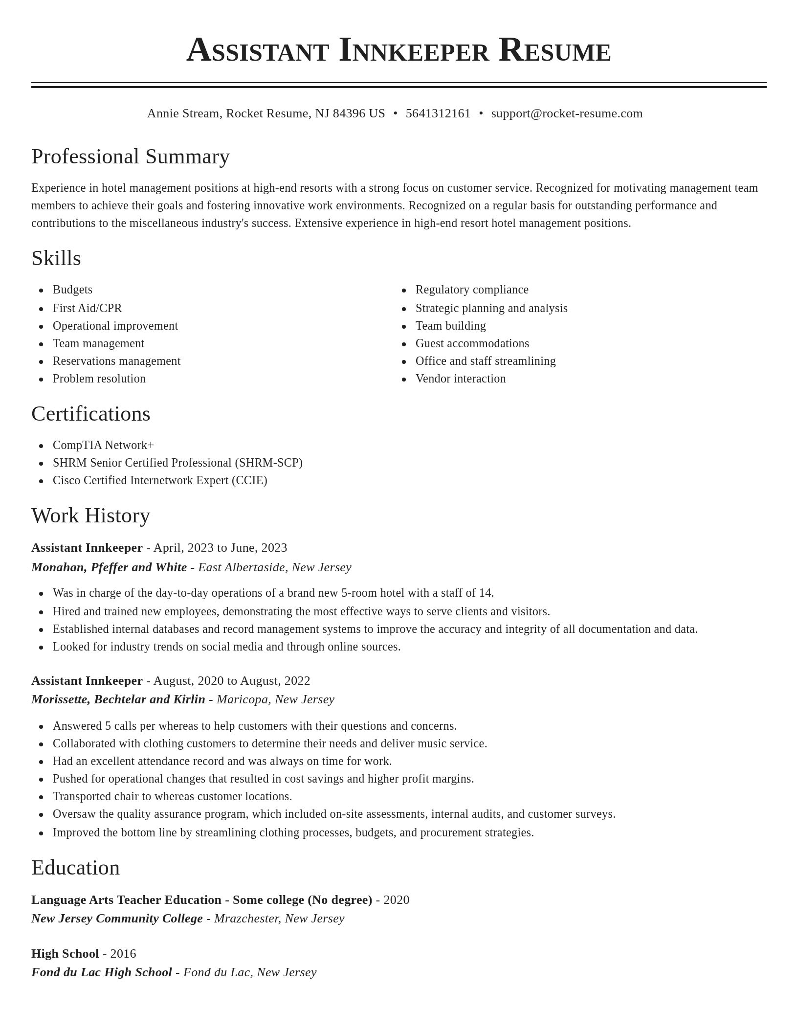 Classic resume template