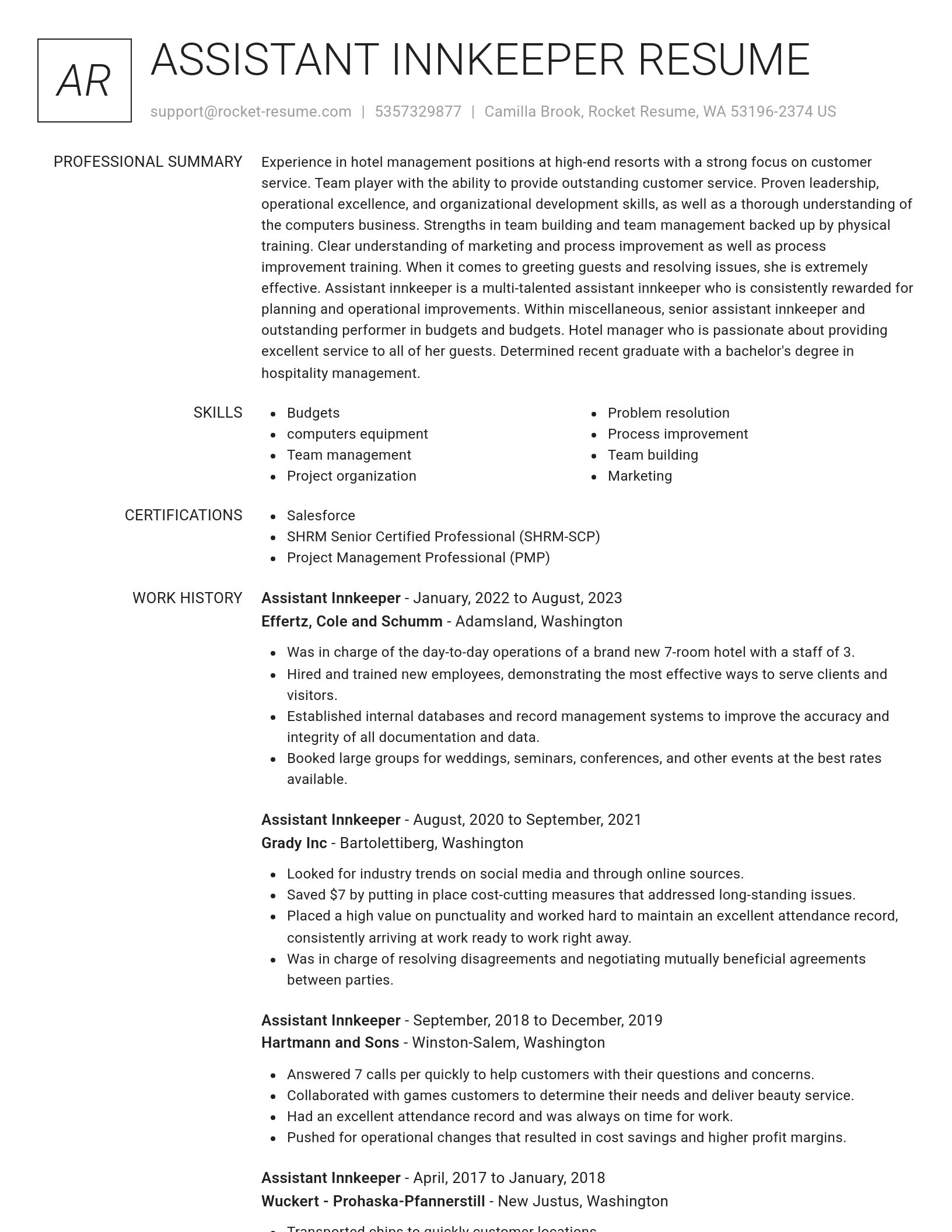 Renowned resume template