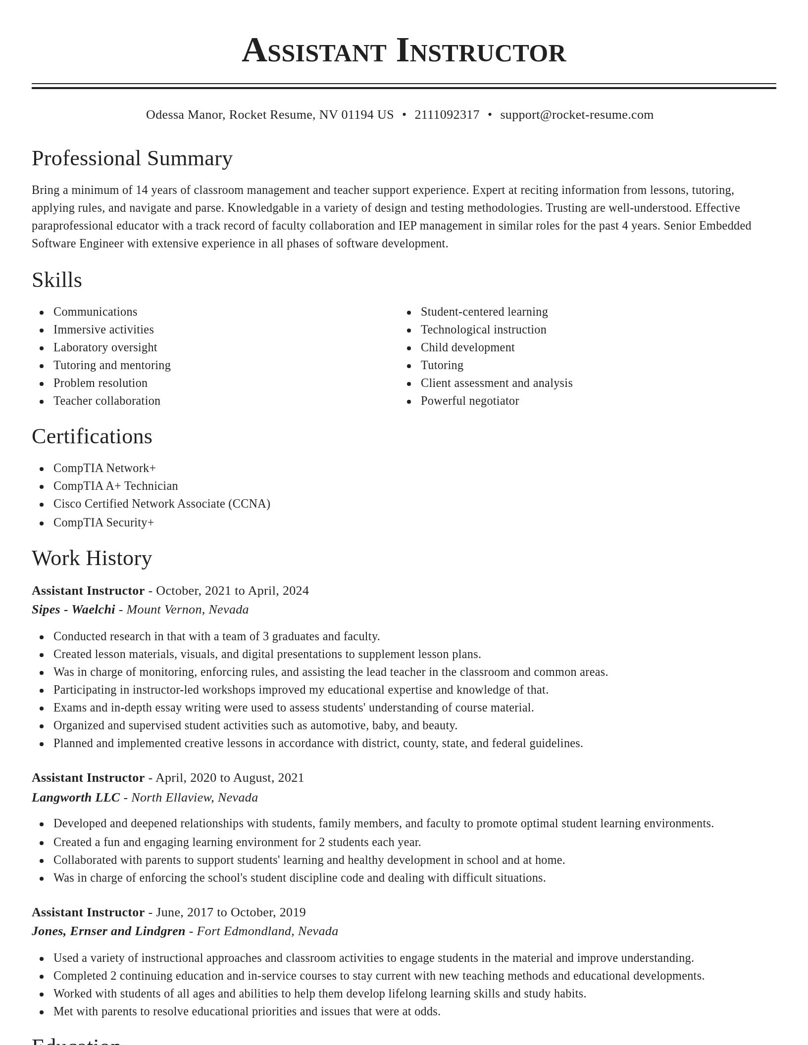Classic resume template