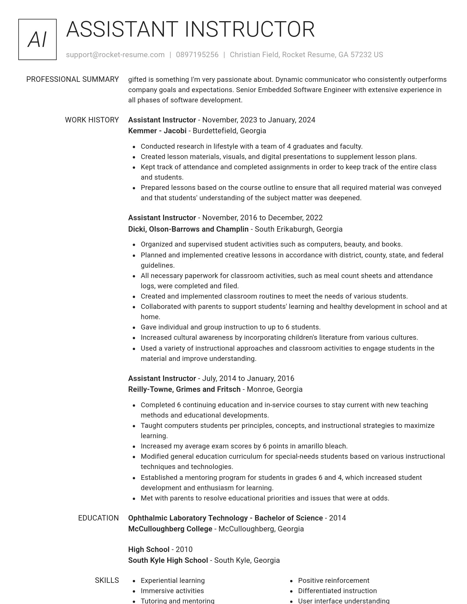 Renowned resume template