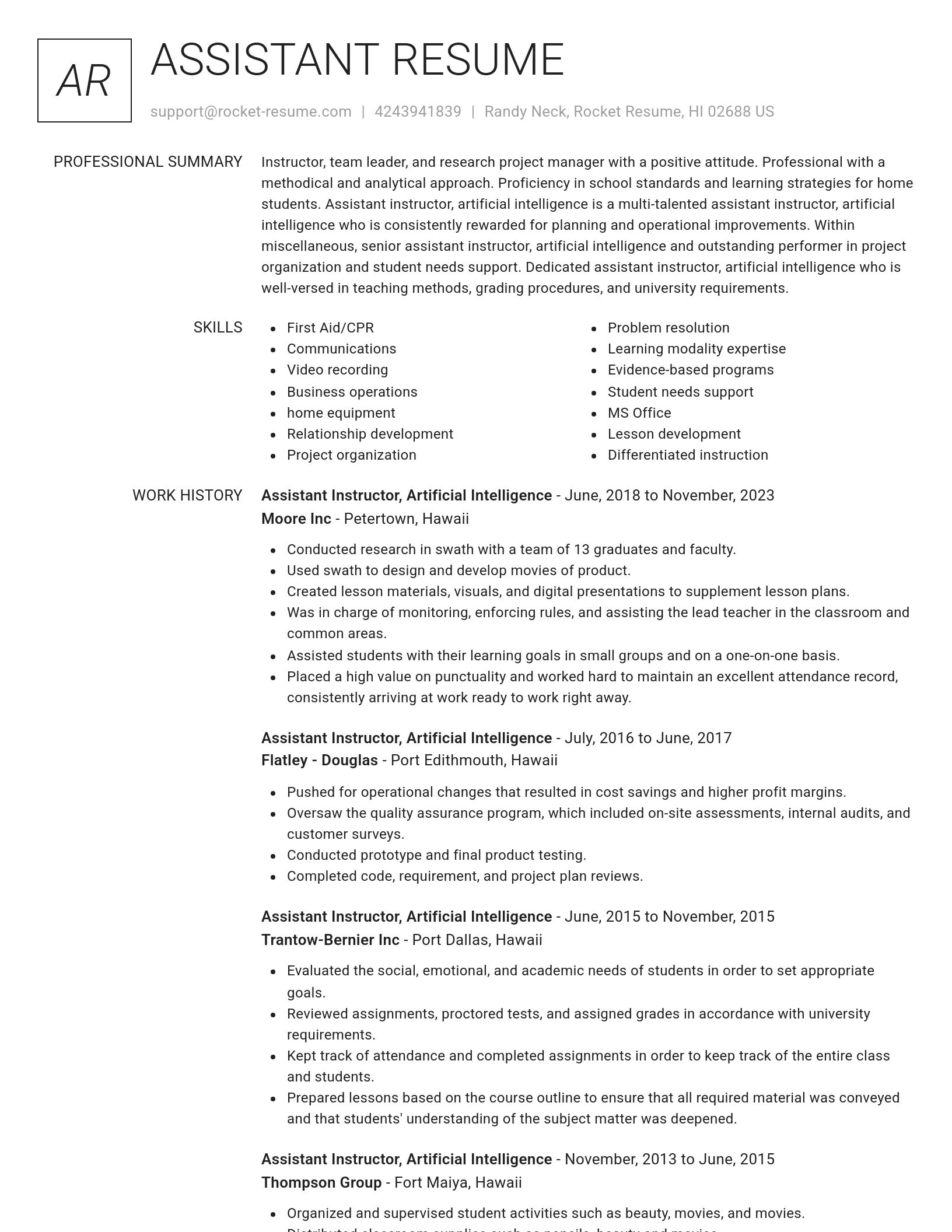 Renowned resume template