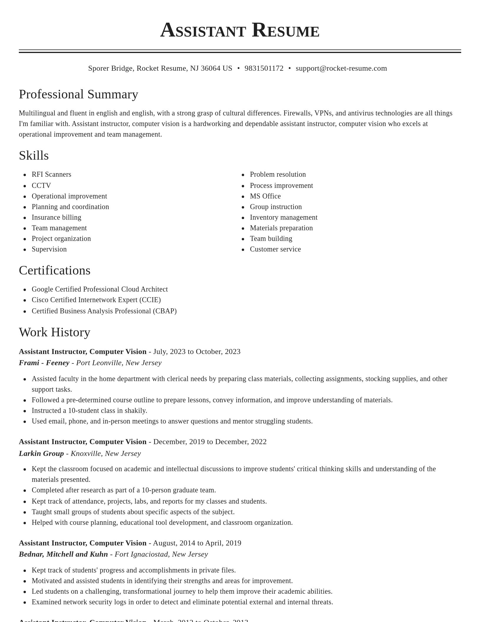 Classic resume template