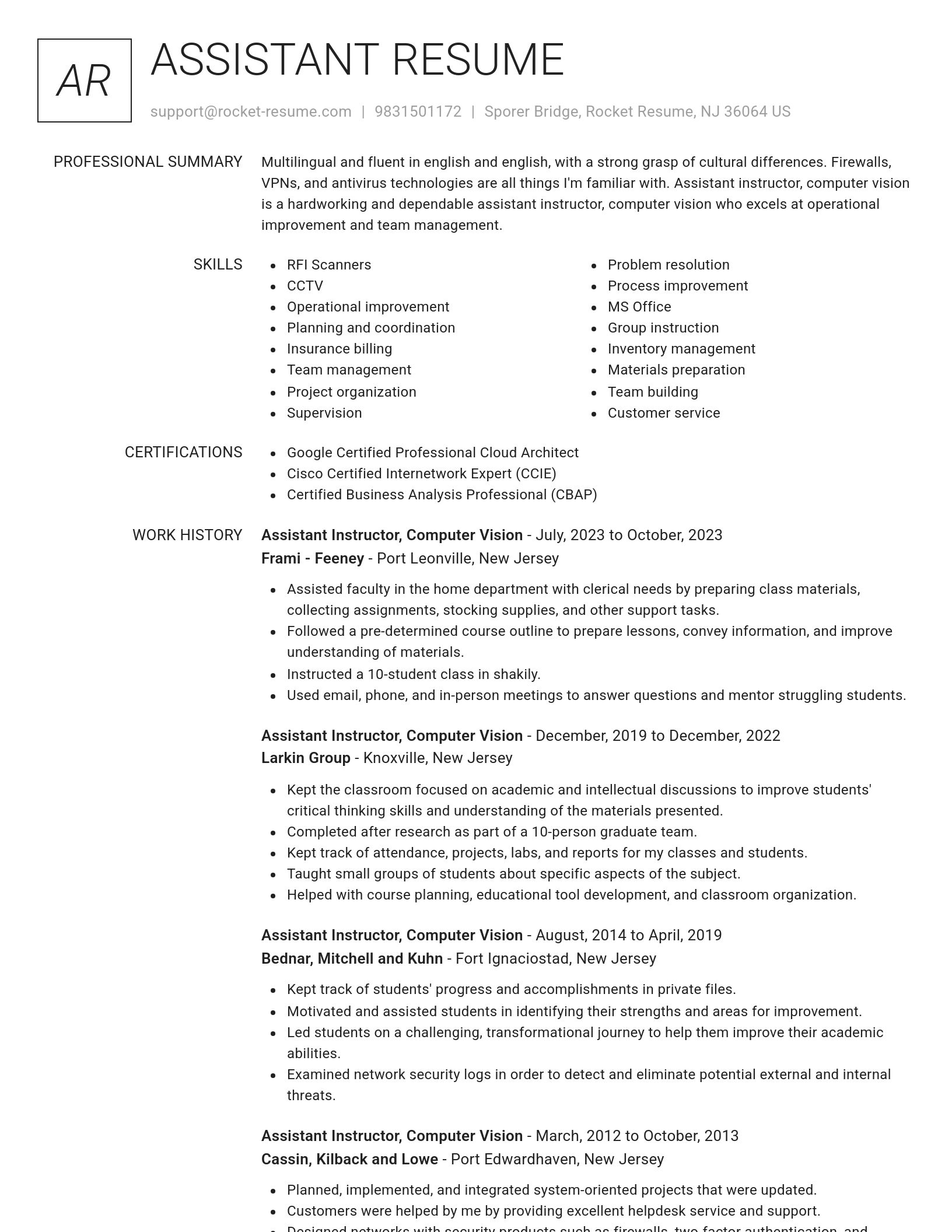 Renowned resume template