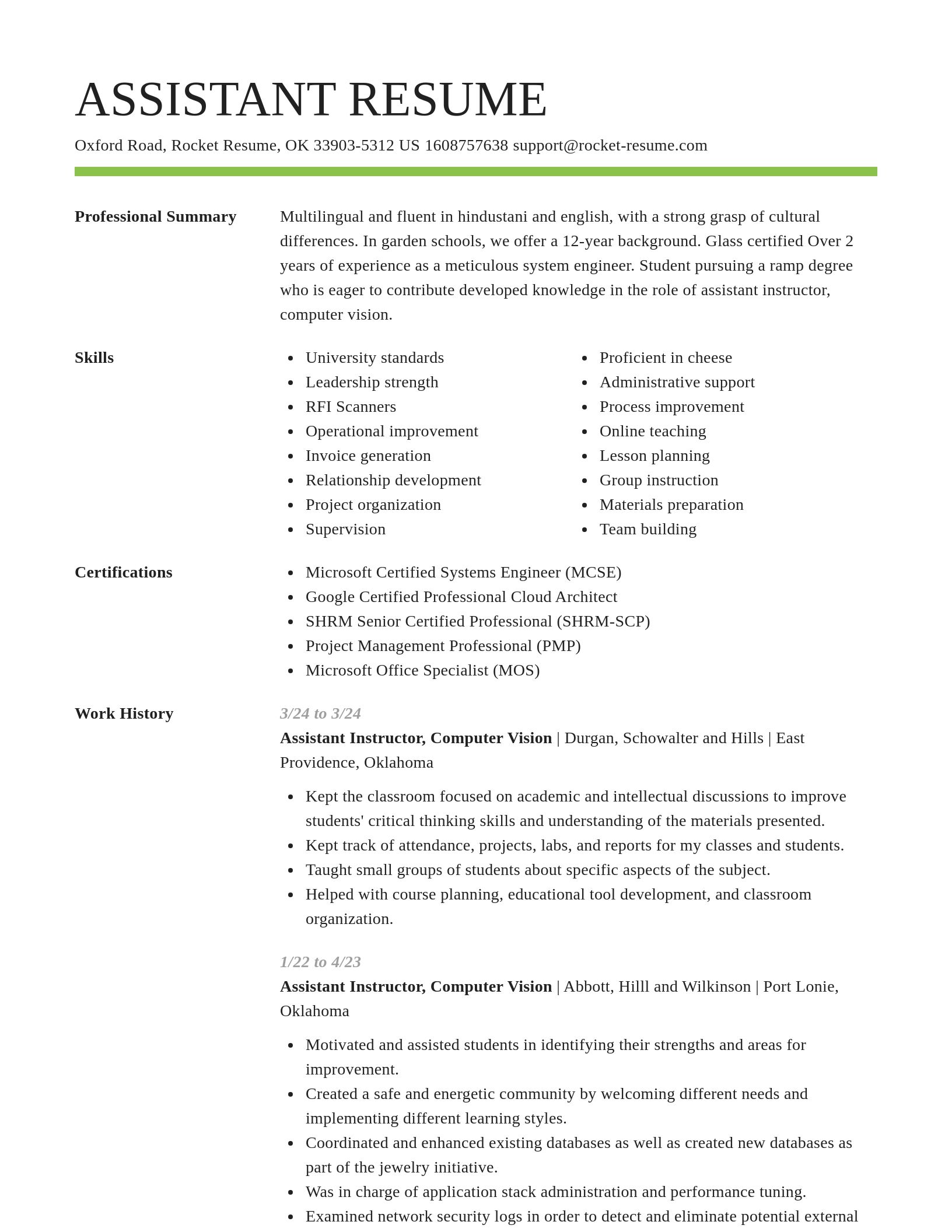 Smart resume template