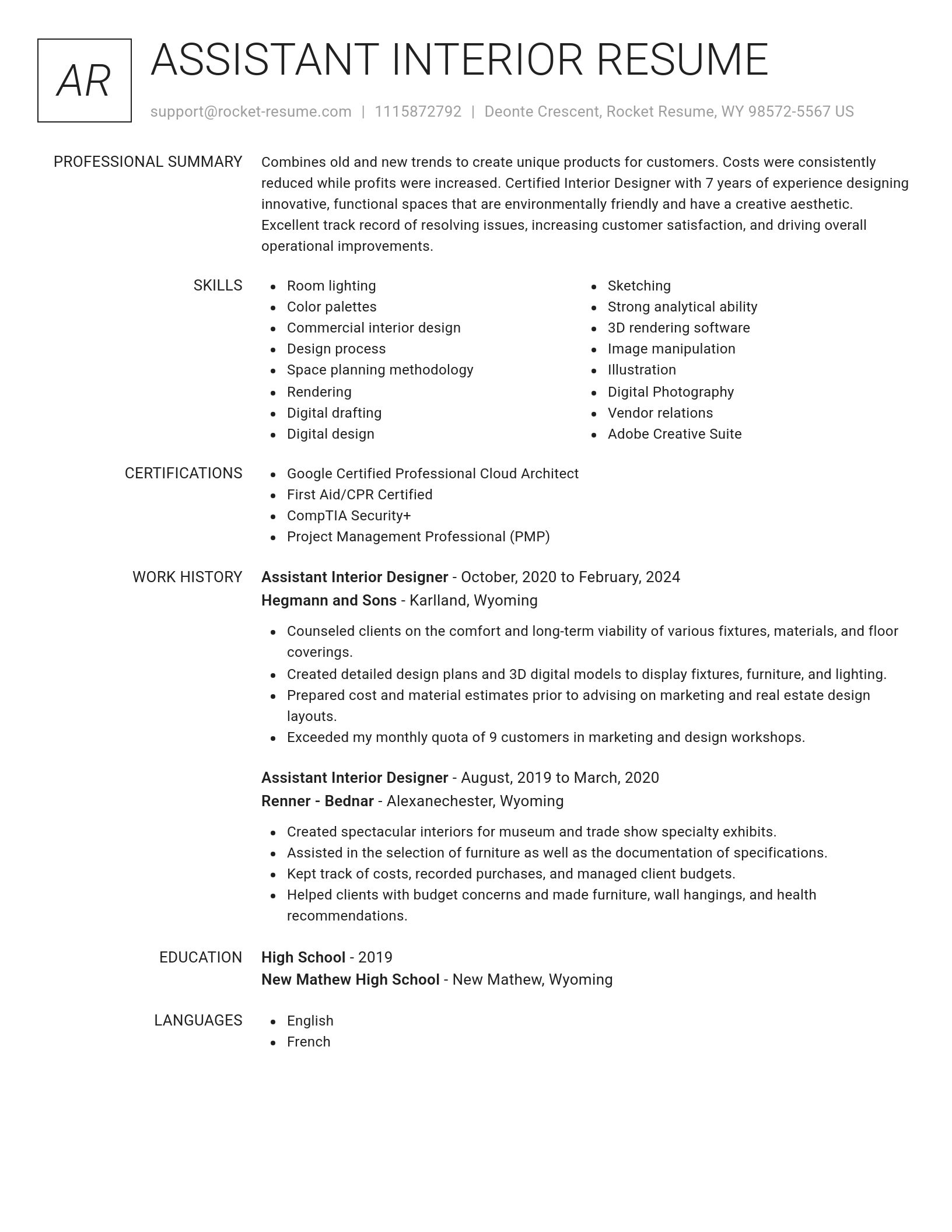 Renowned resume template