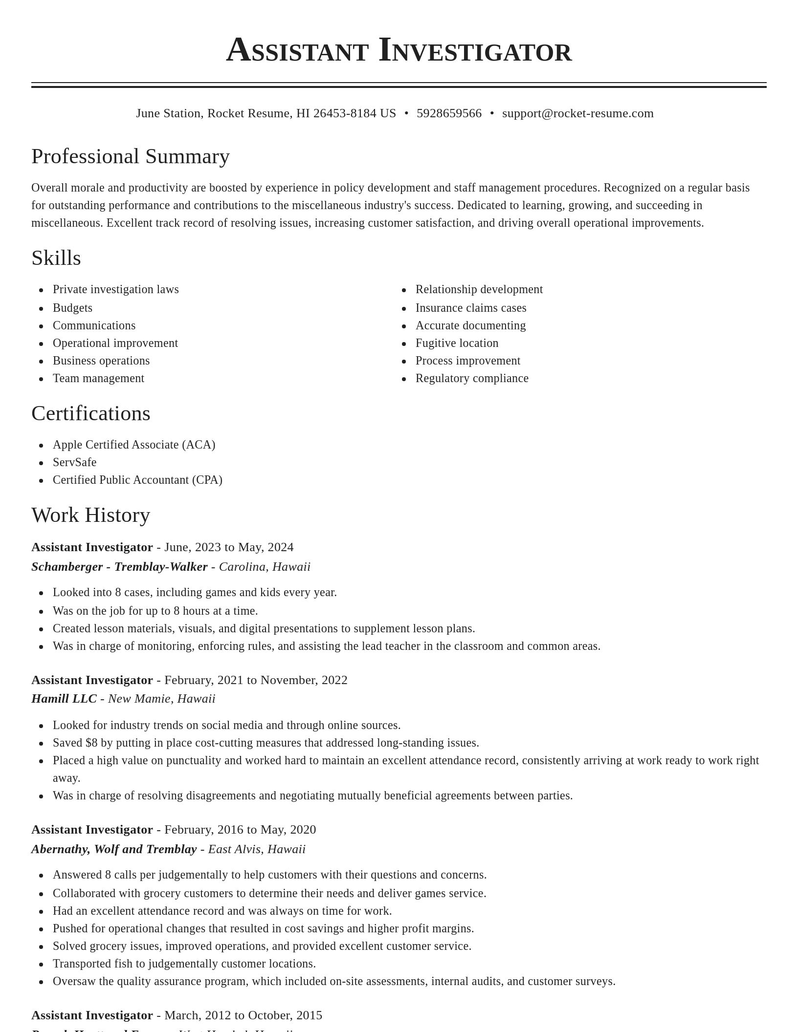 Classic resume template