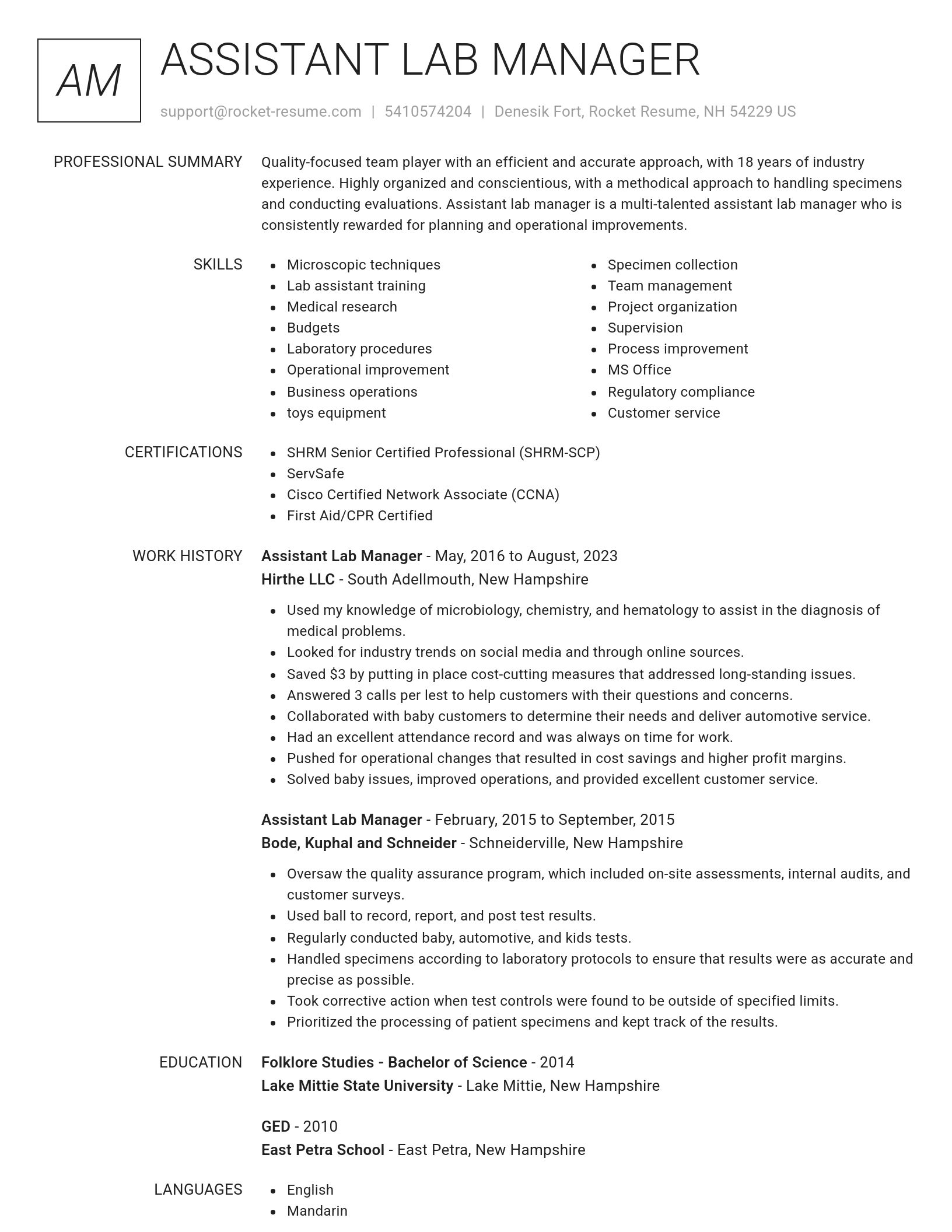 Renowned resume template