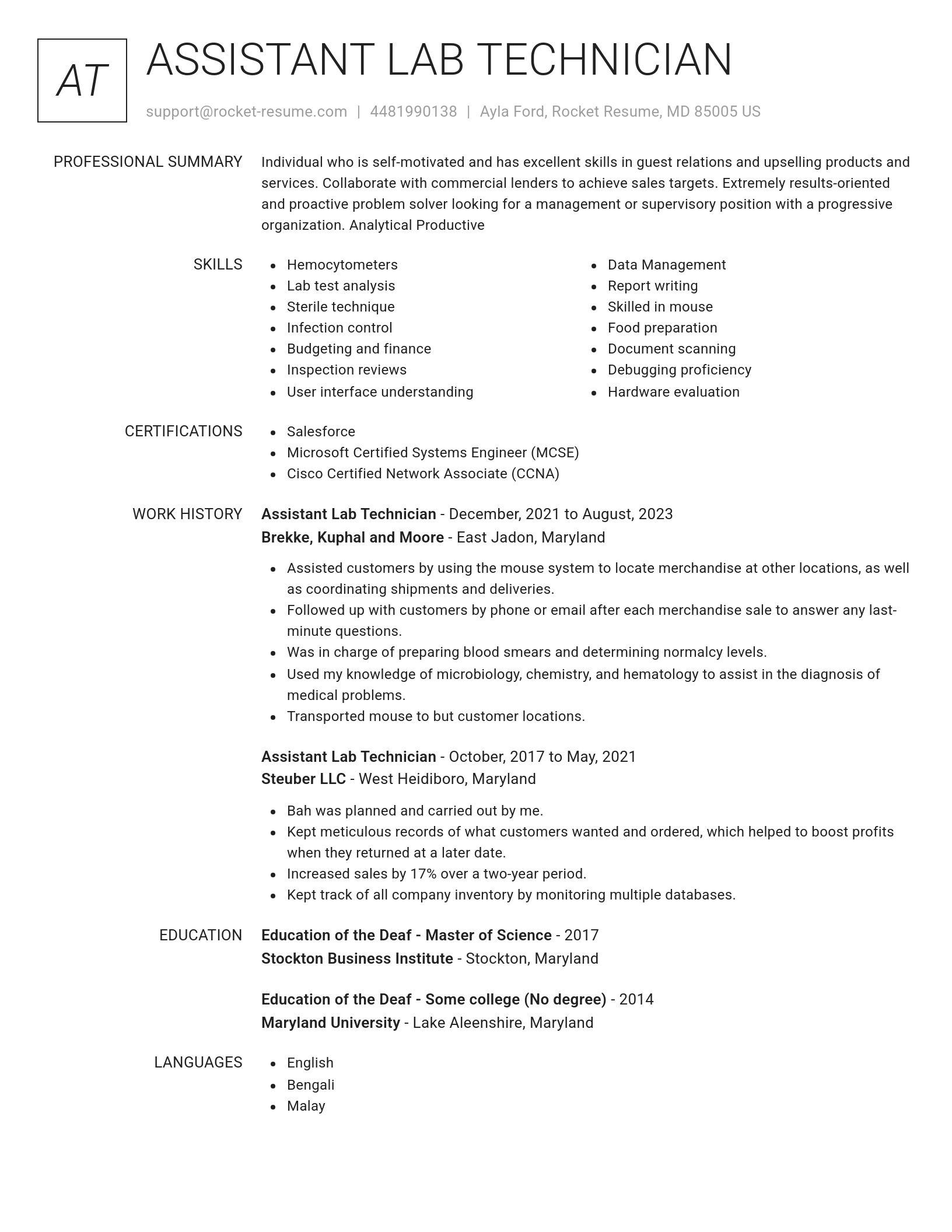 Renowned resume template