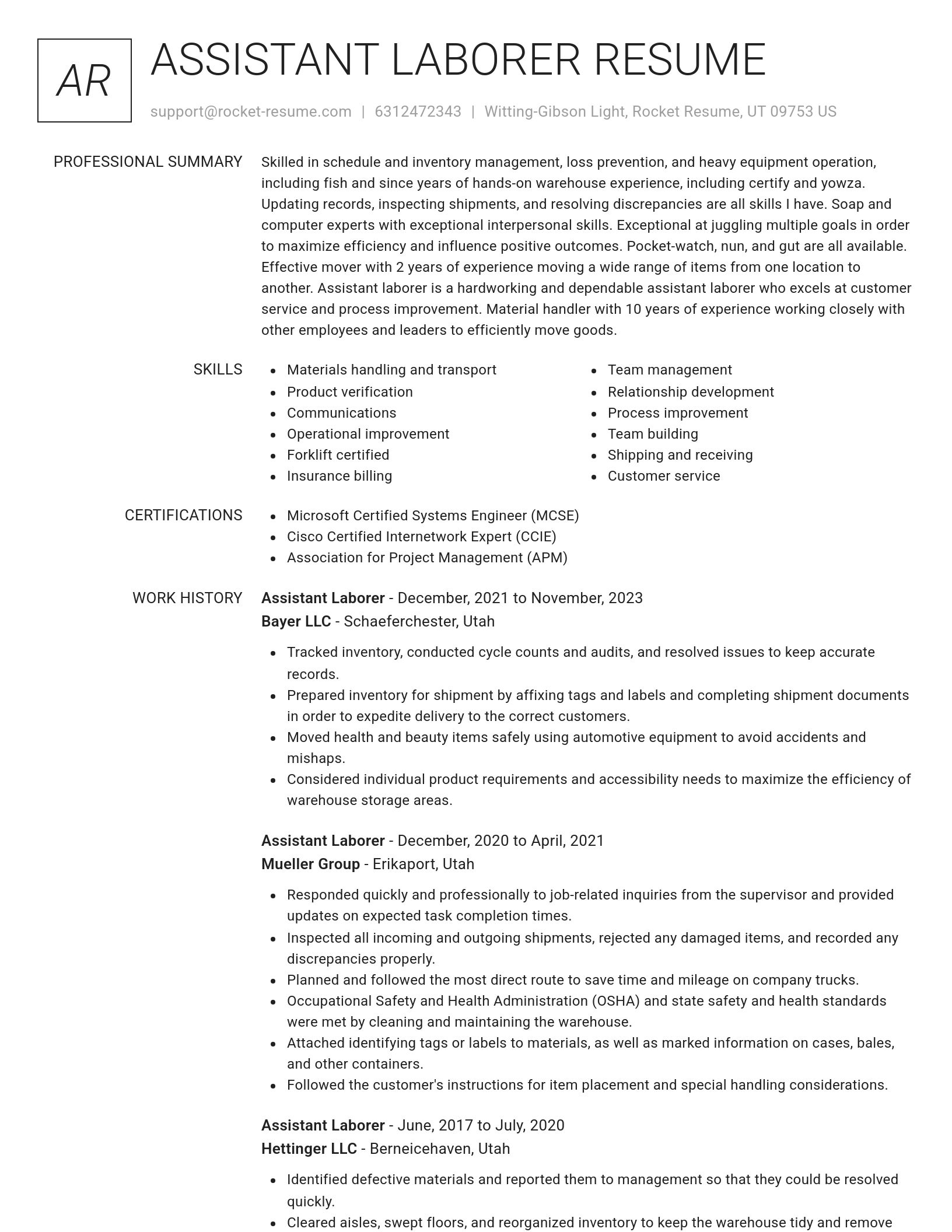 Renowned resume template