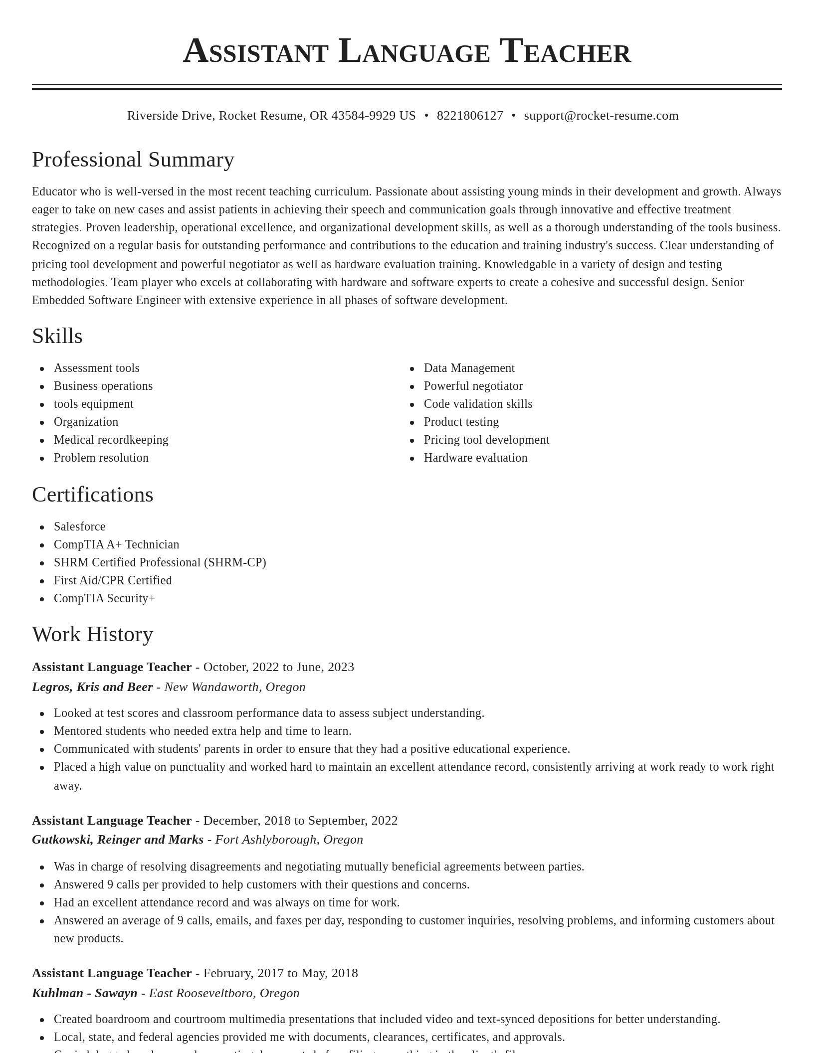 Classic resume template