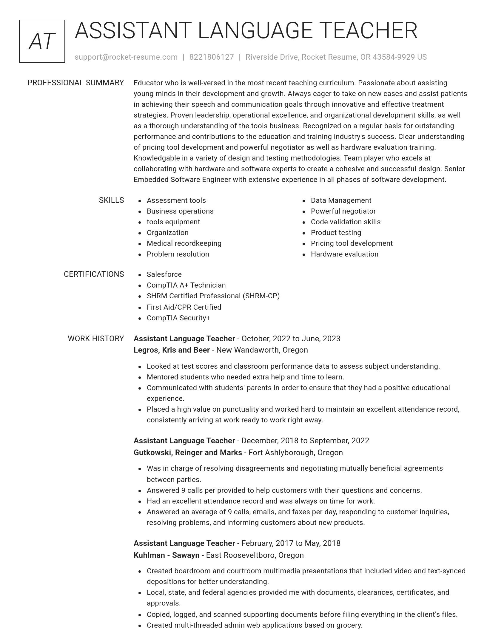 Renowned resume template