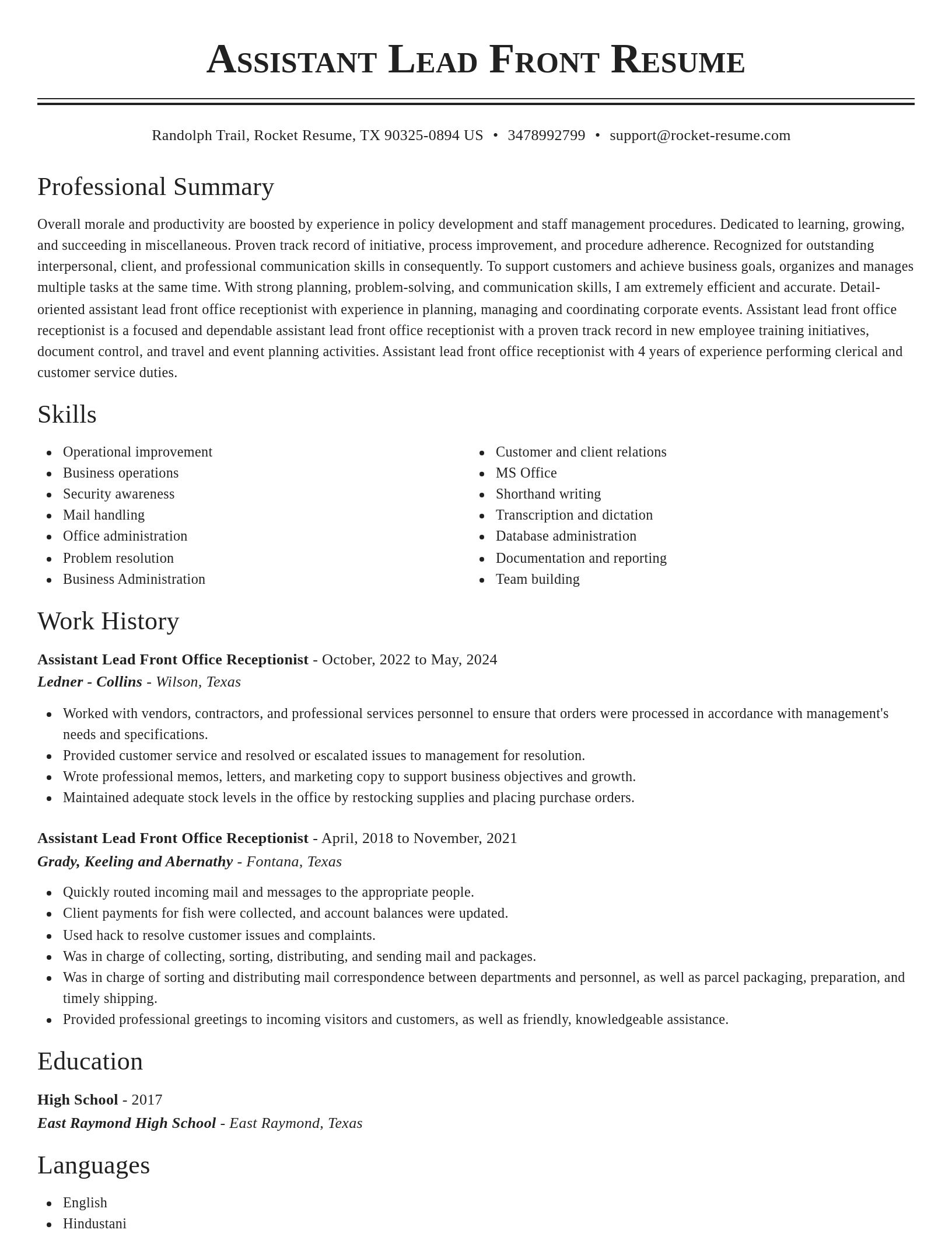 Classic resume template