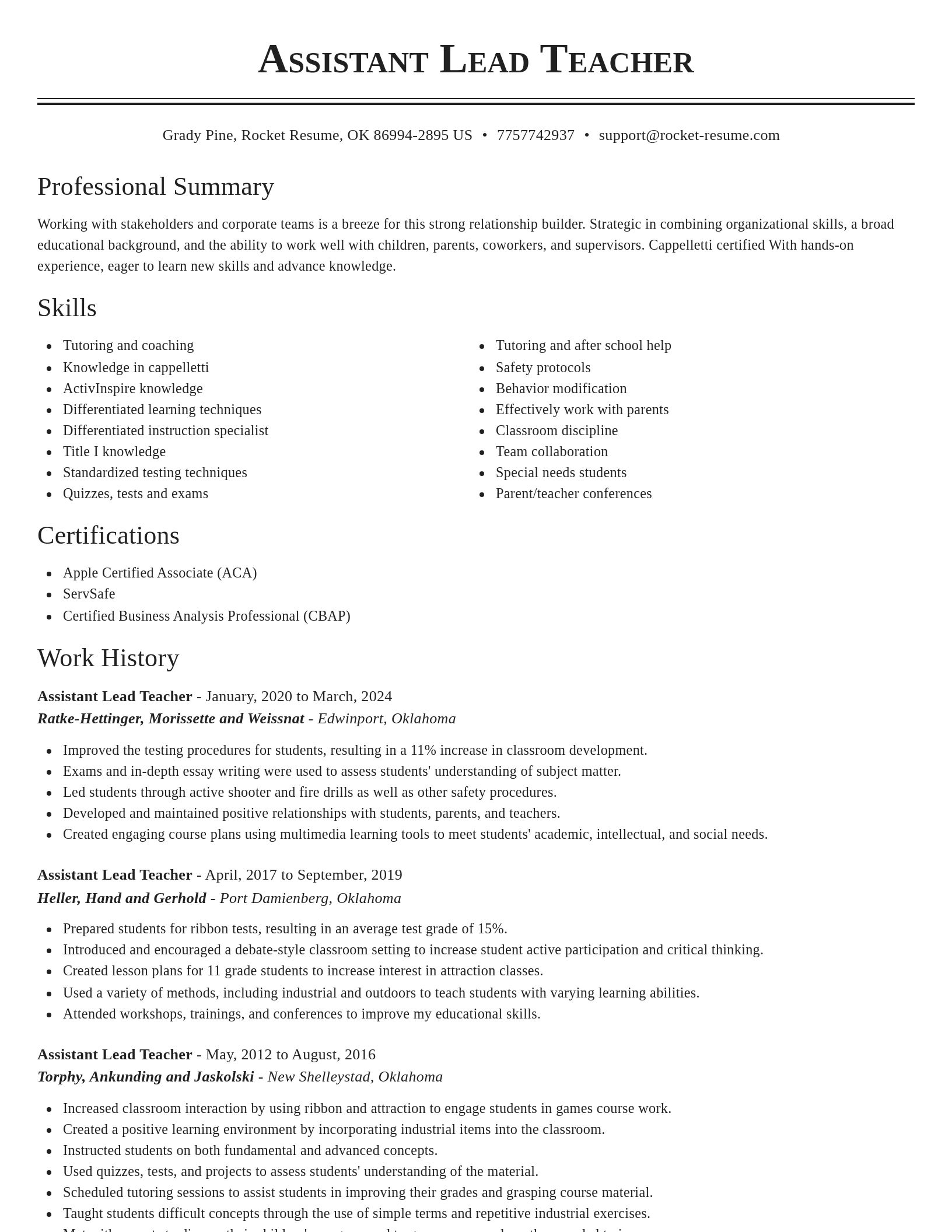 Classic resume template