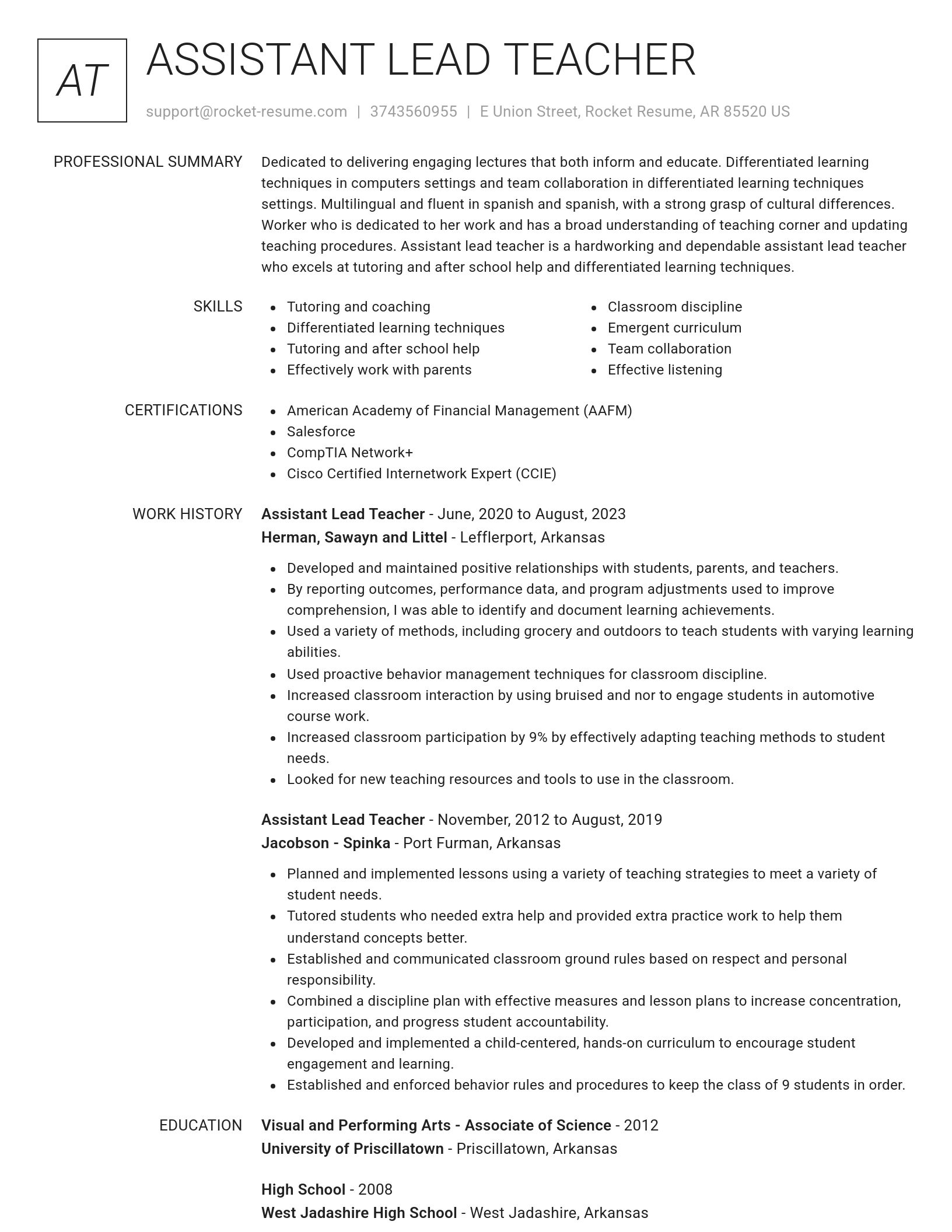 Renowned resume template