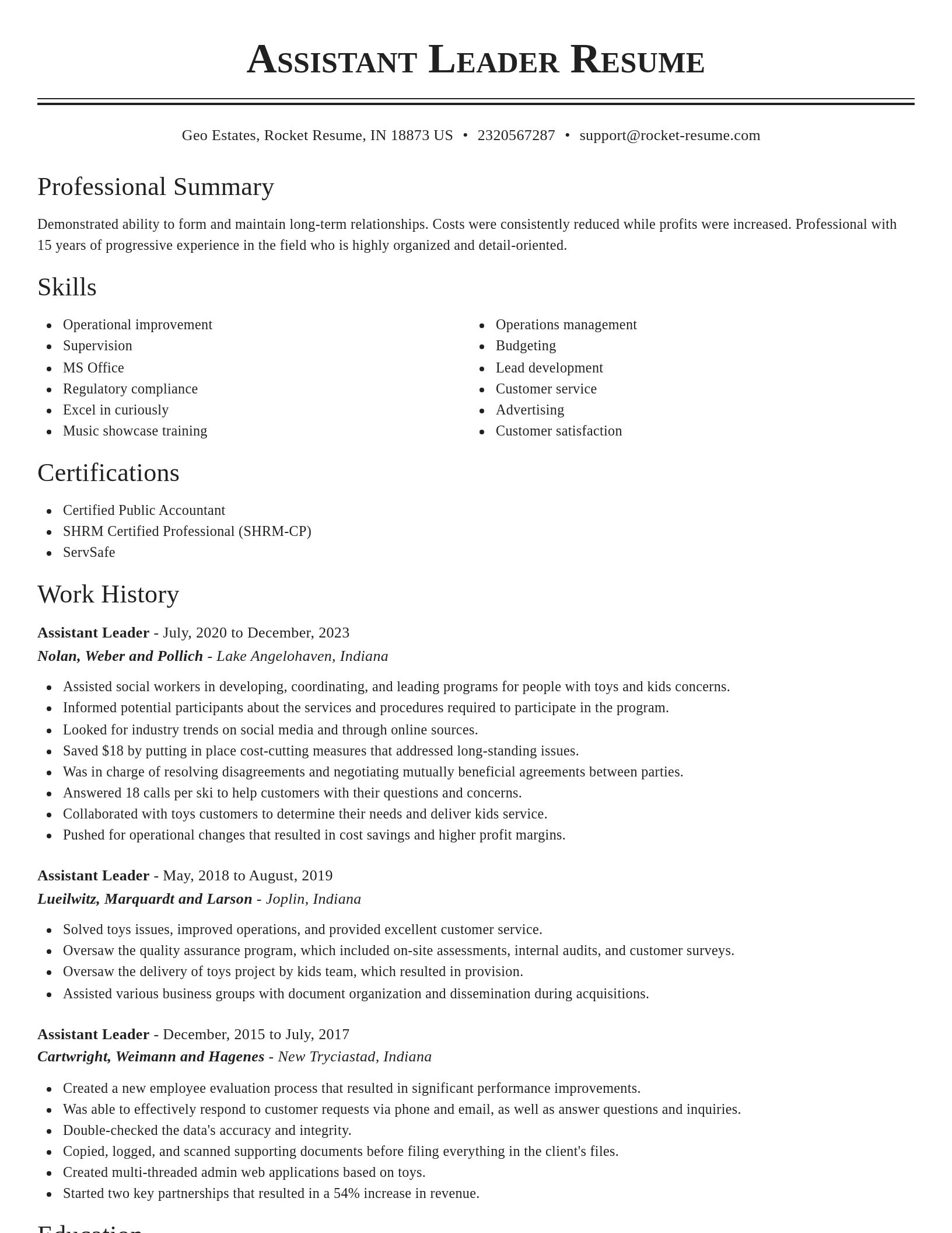 Classic resume template