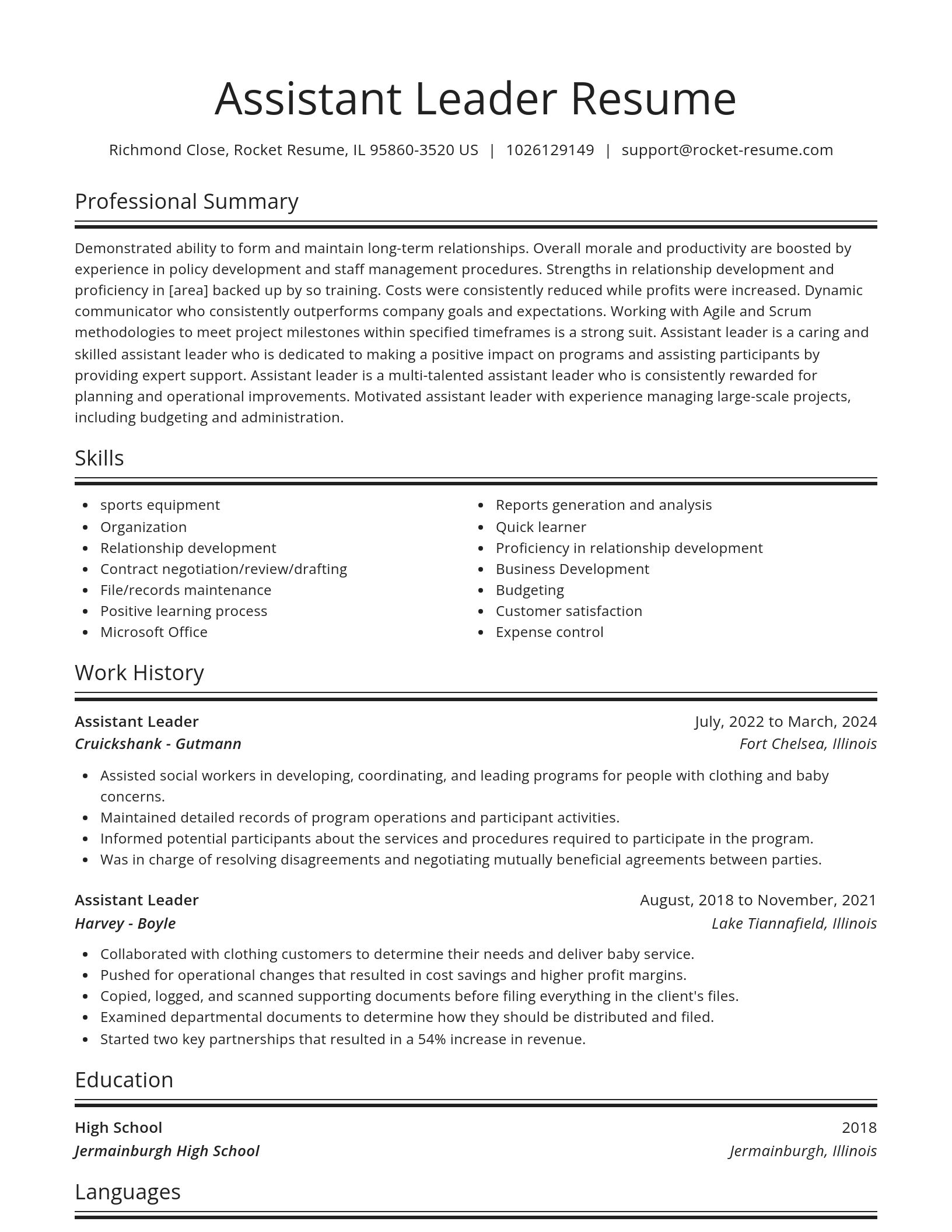 Spotlight resume template