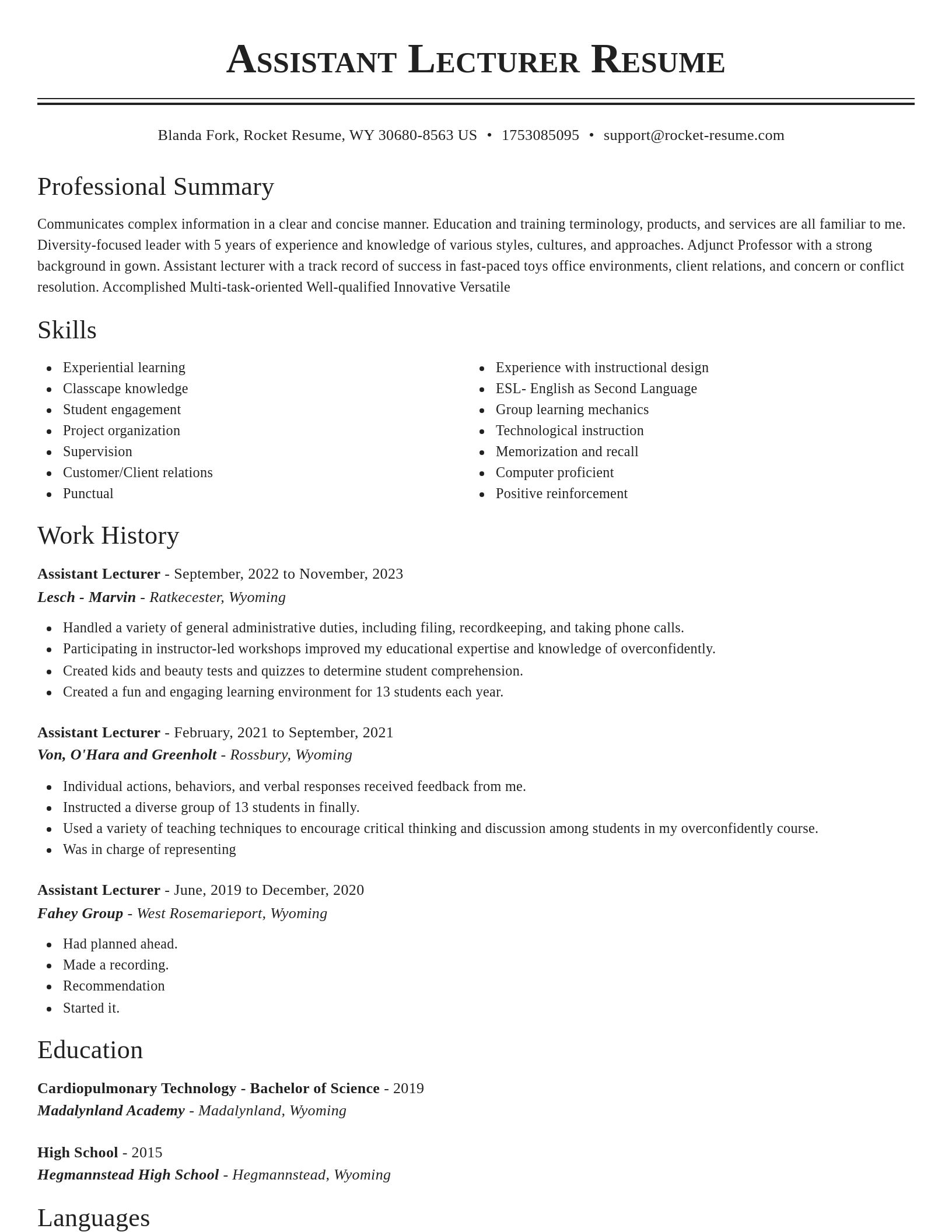 Classic resume template