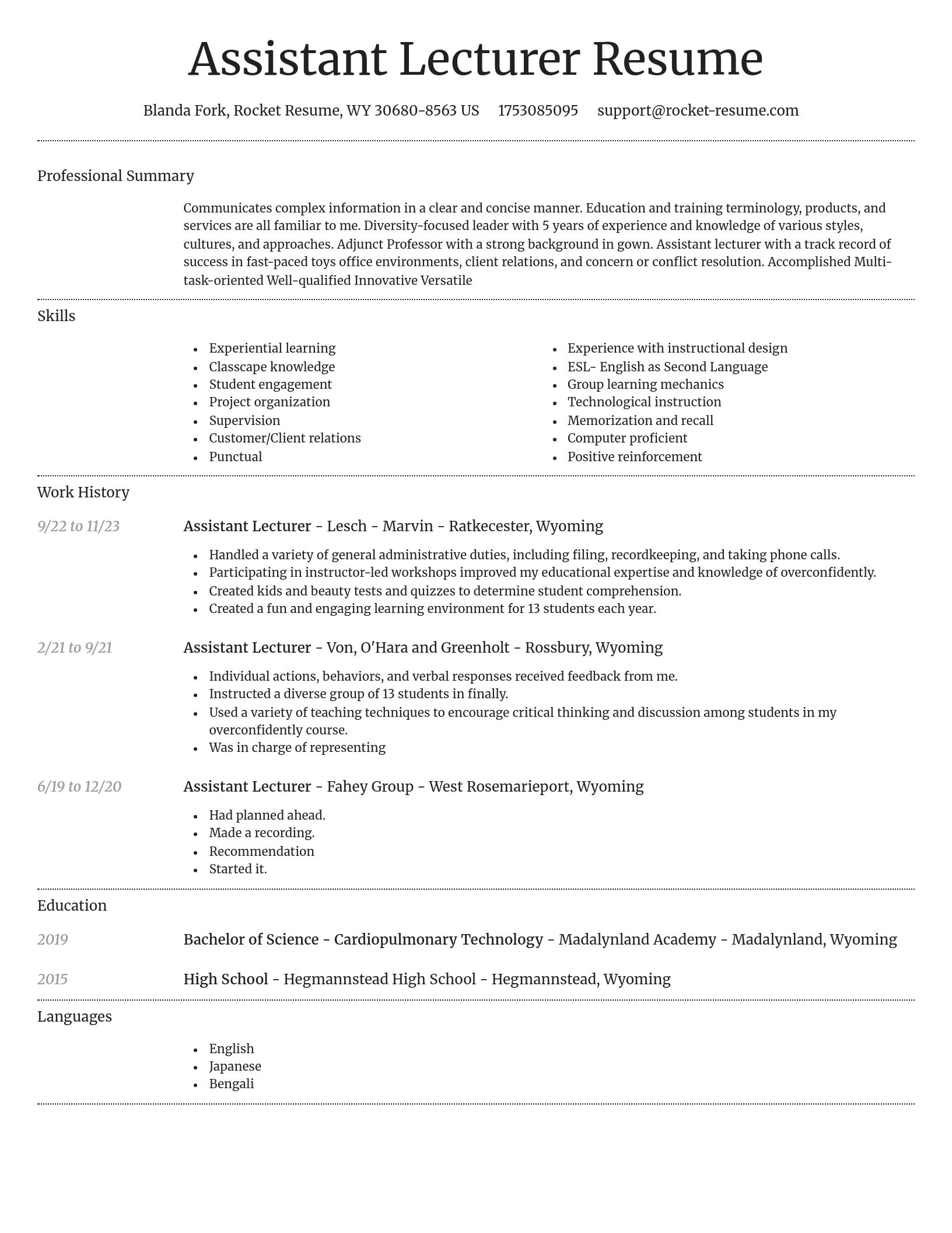 Dignified resume template