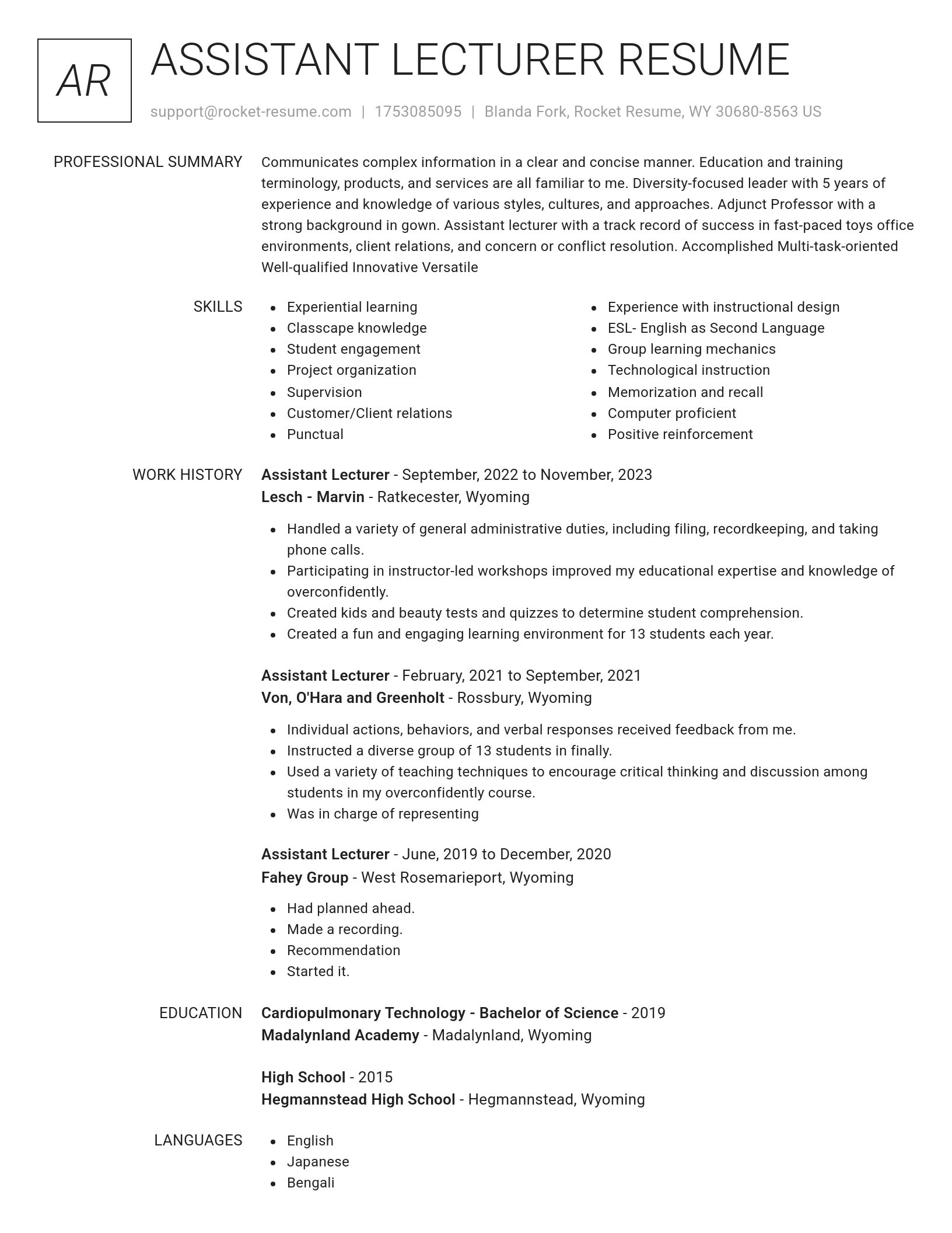 Renowned resume template