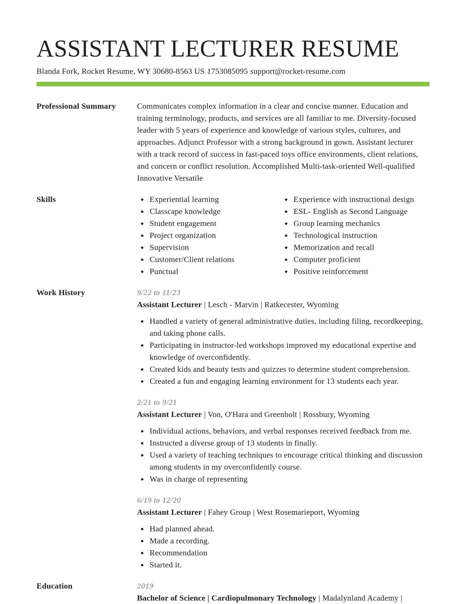Smart resume template