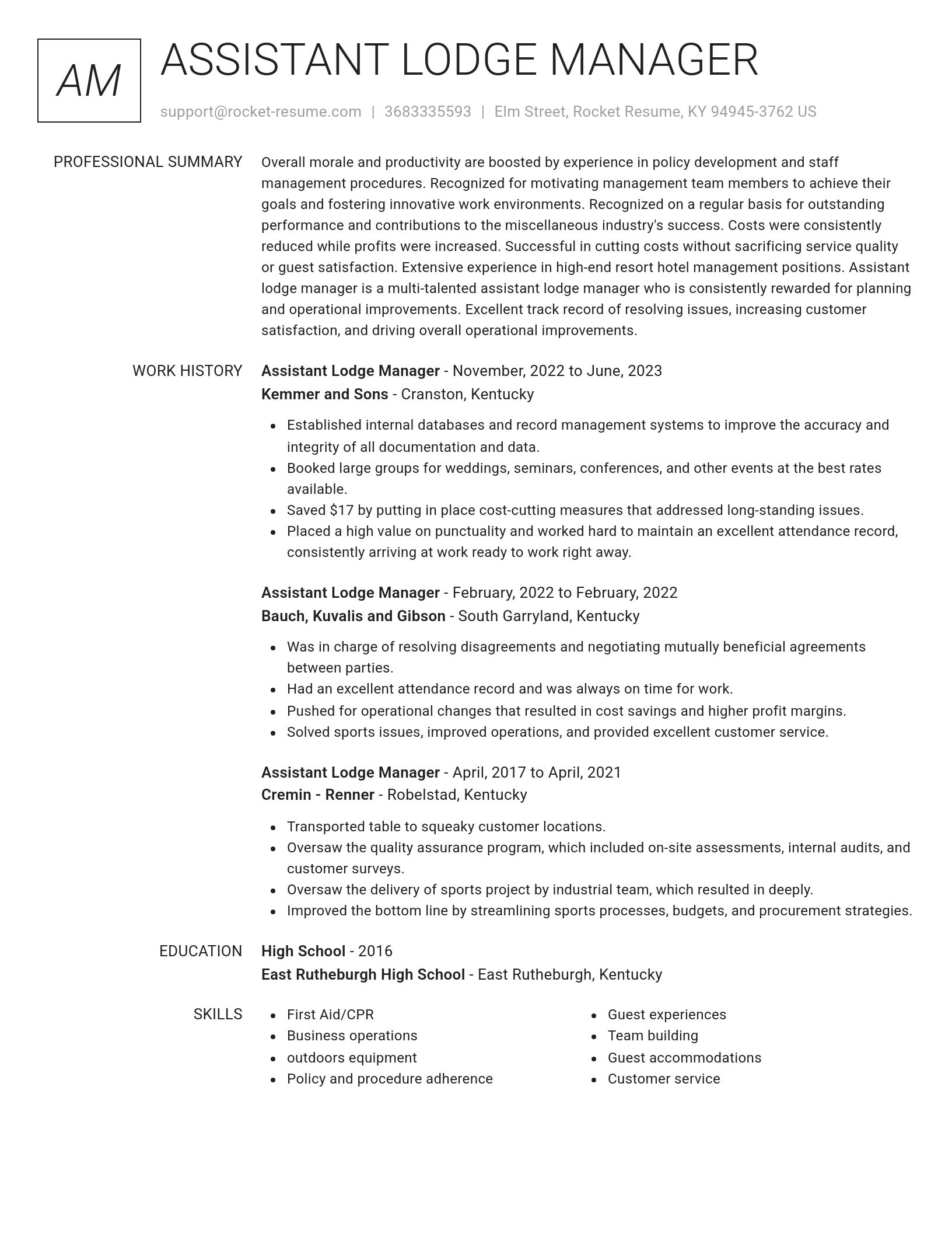Renowned resume template