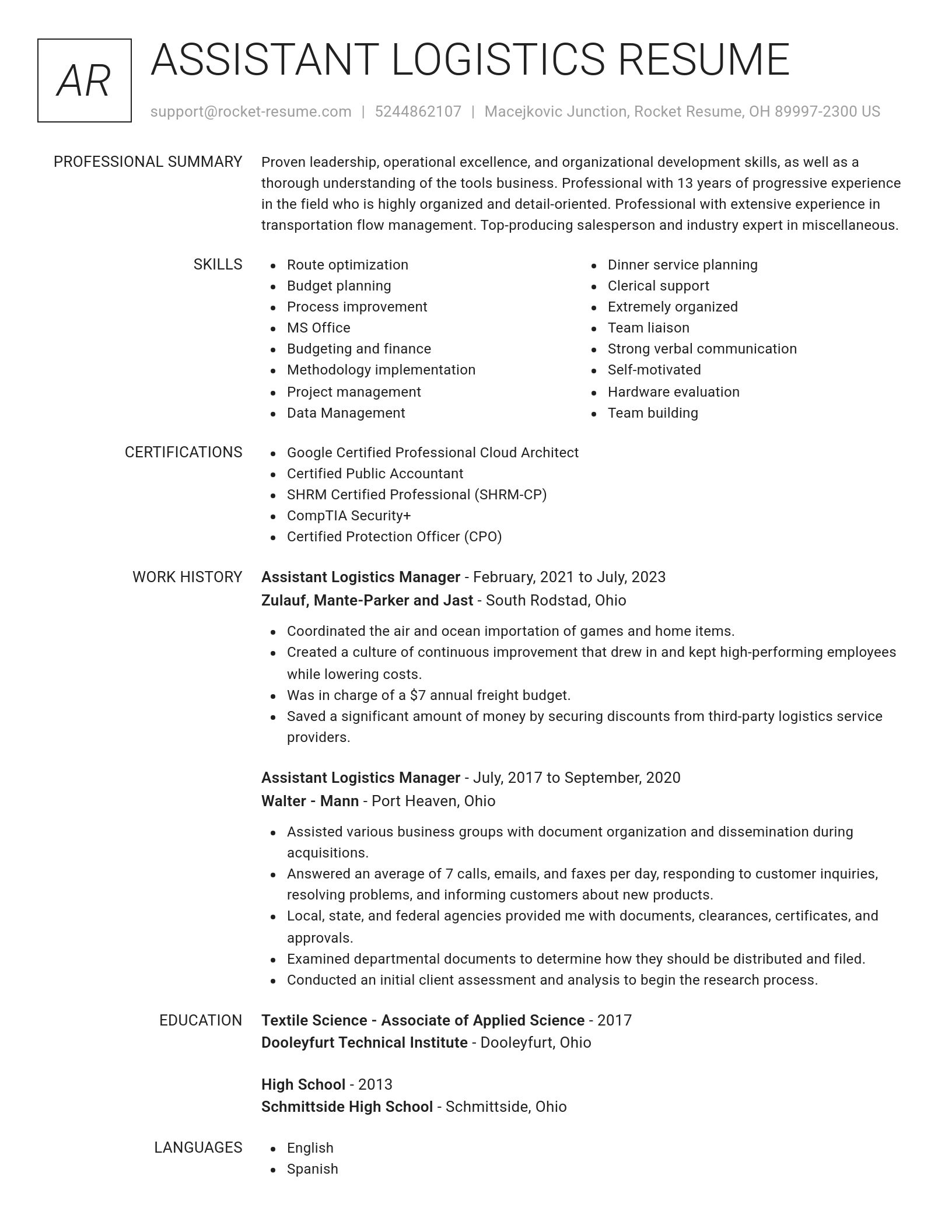 Renowned resume template