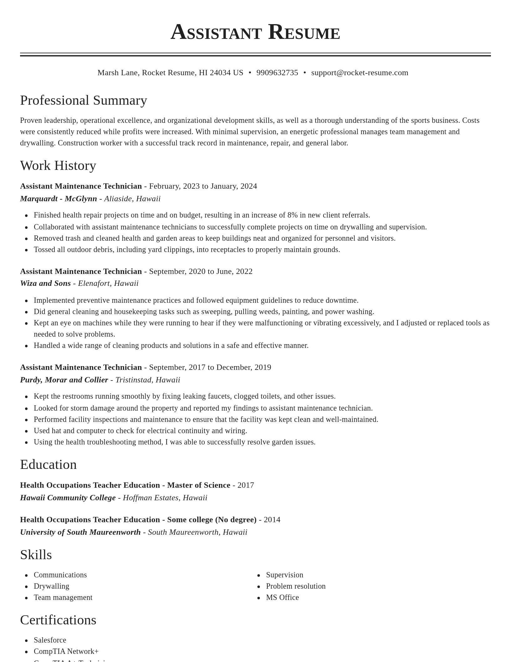 Classic resume template