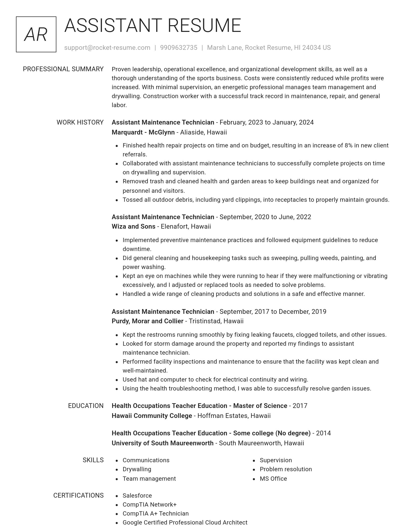 Renowned resume template