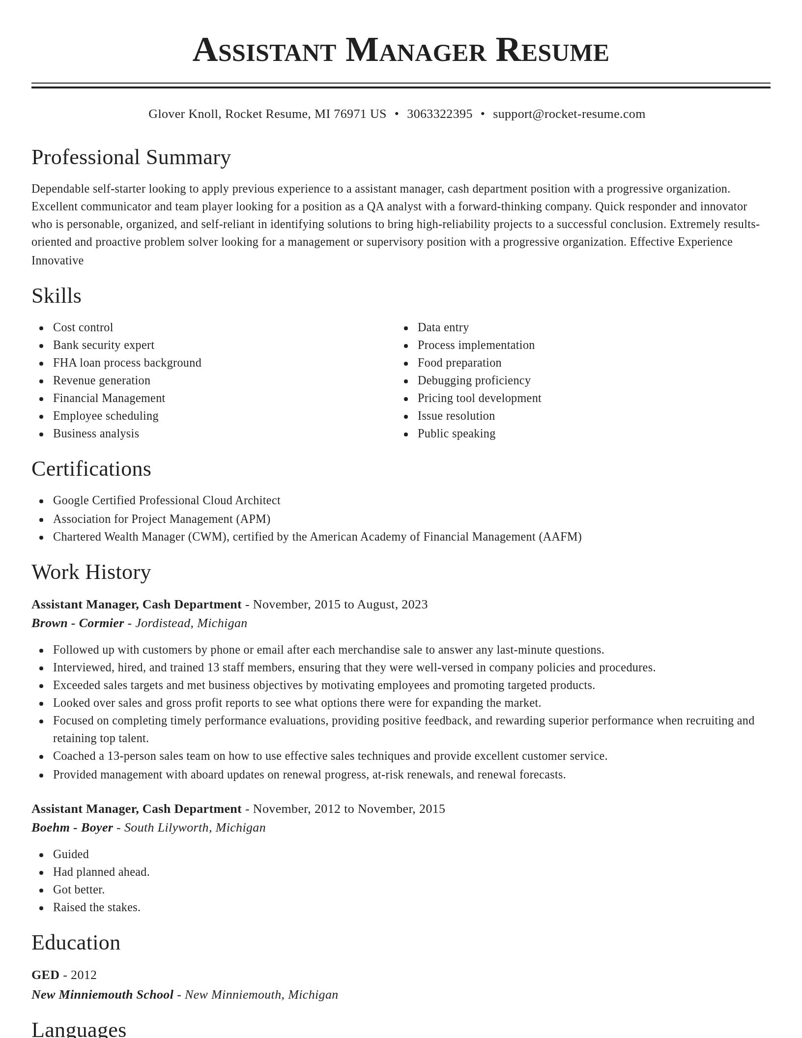 Classic resume template