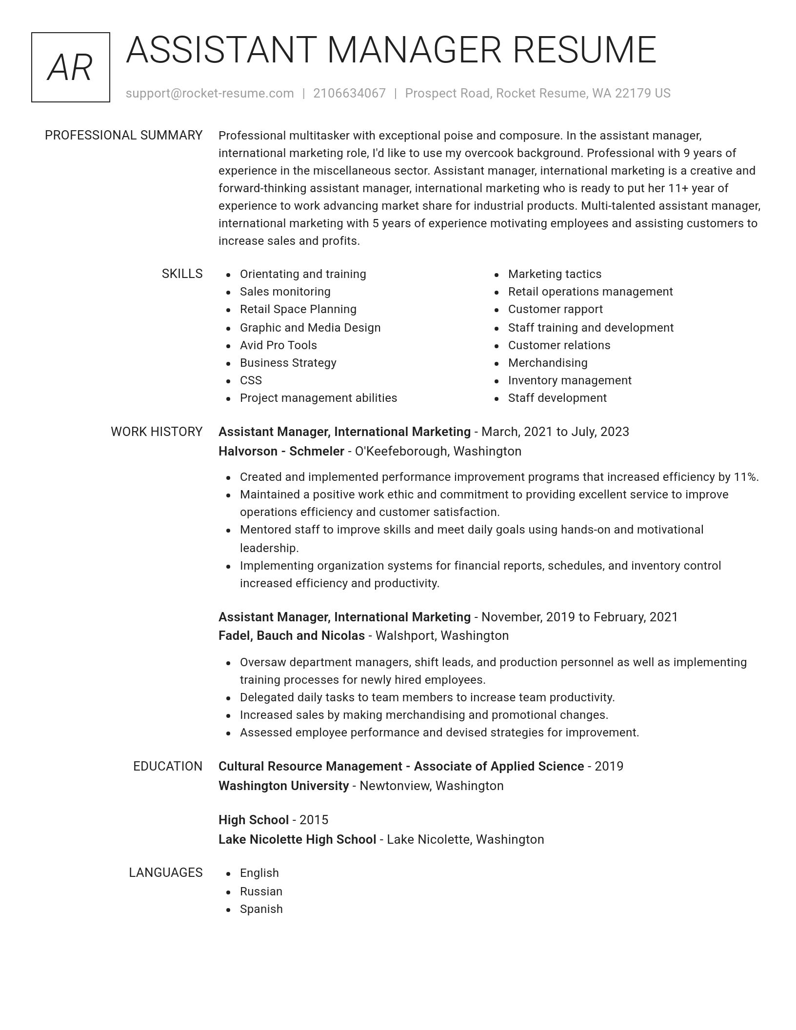 Renowned resume template