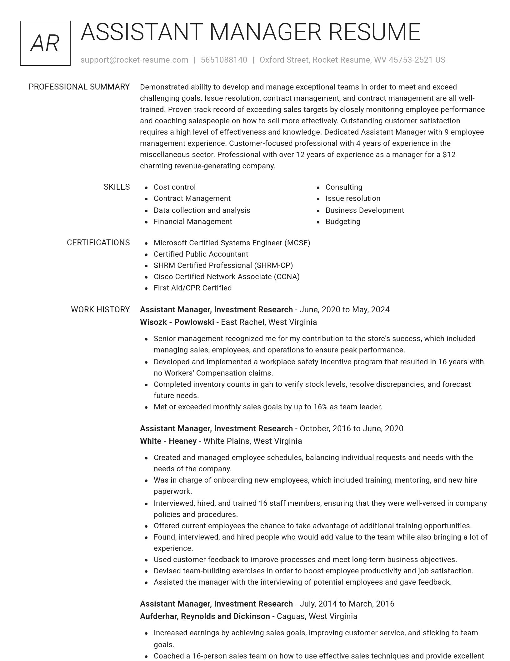 Renowned resume template