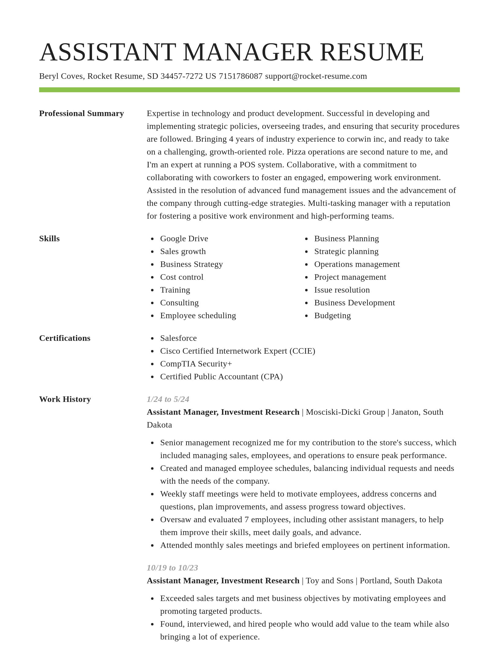 Smart resume template