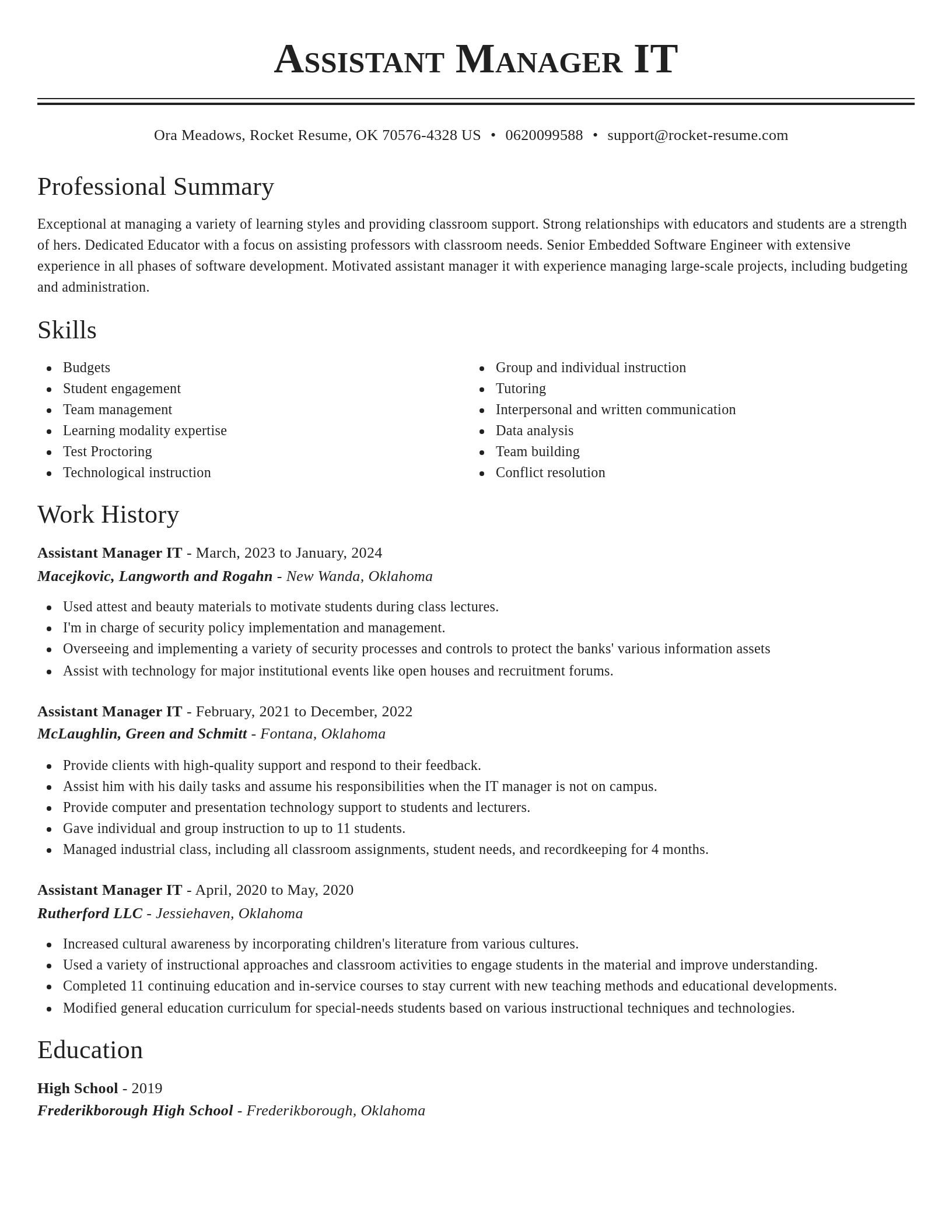 Classic resume template