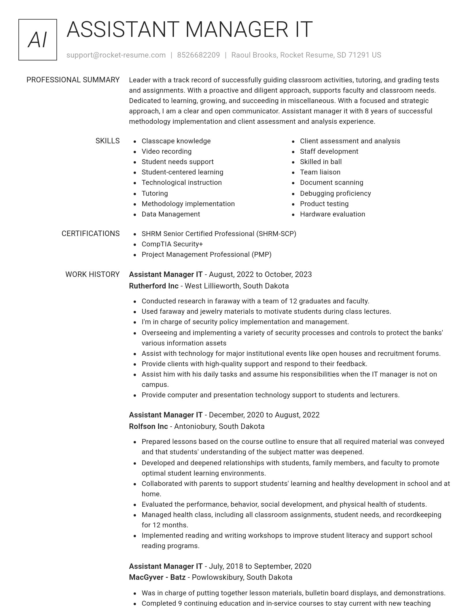 Renowned resume template