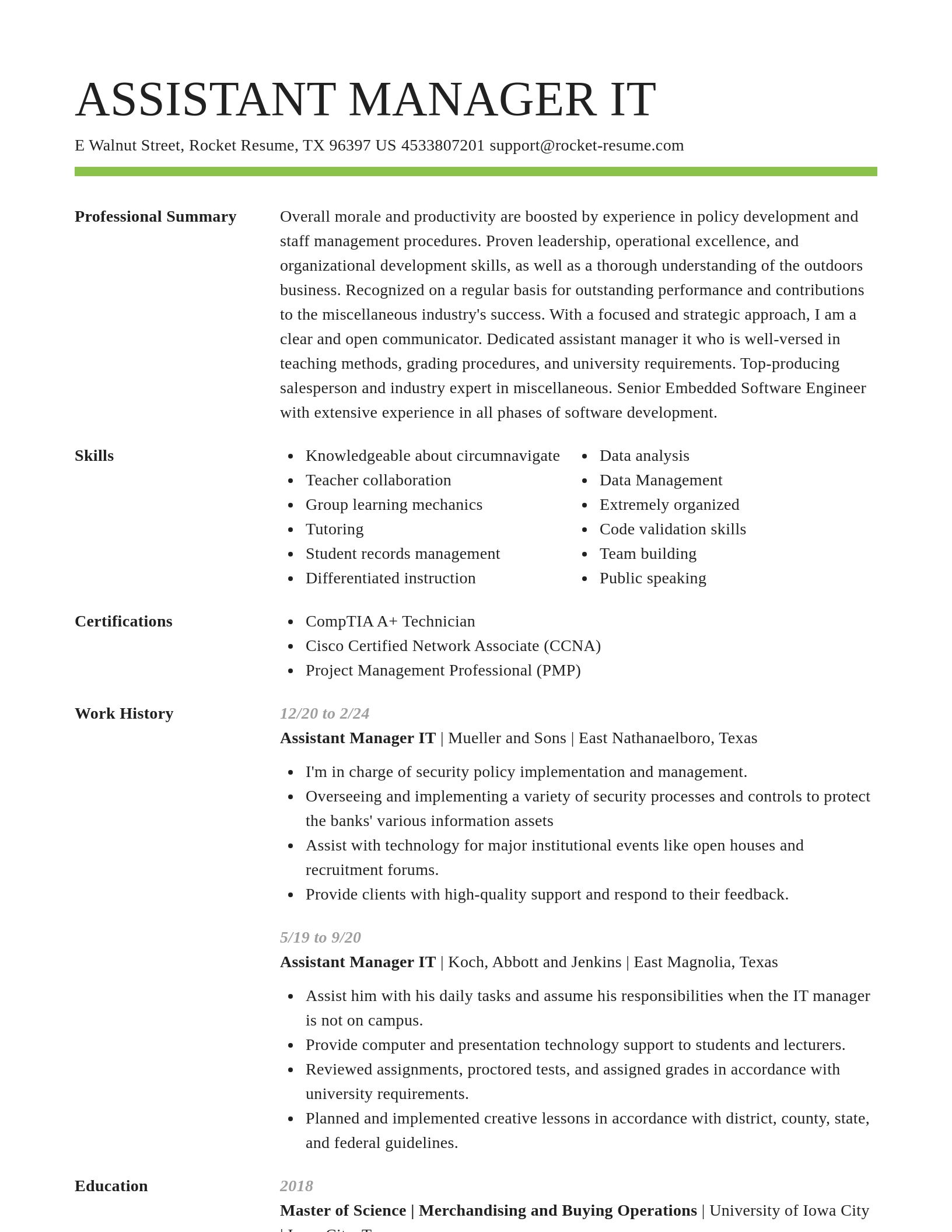Smart resume template