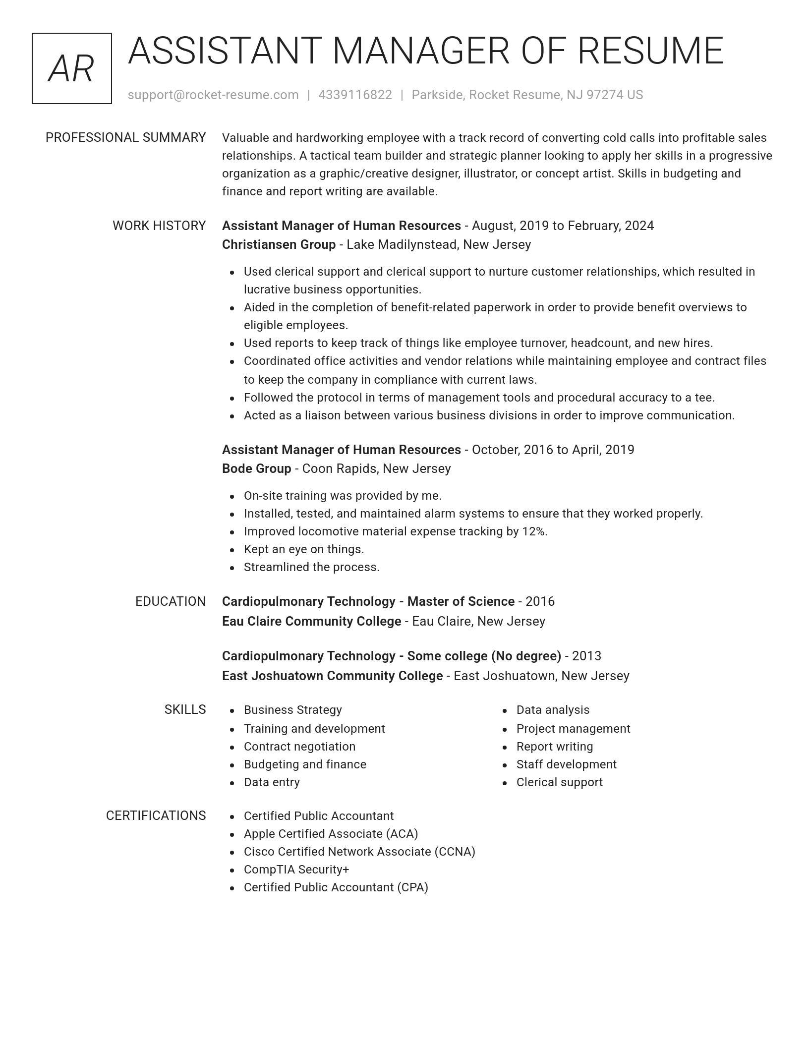 Renowned resume template