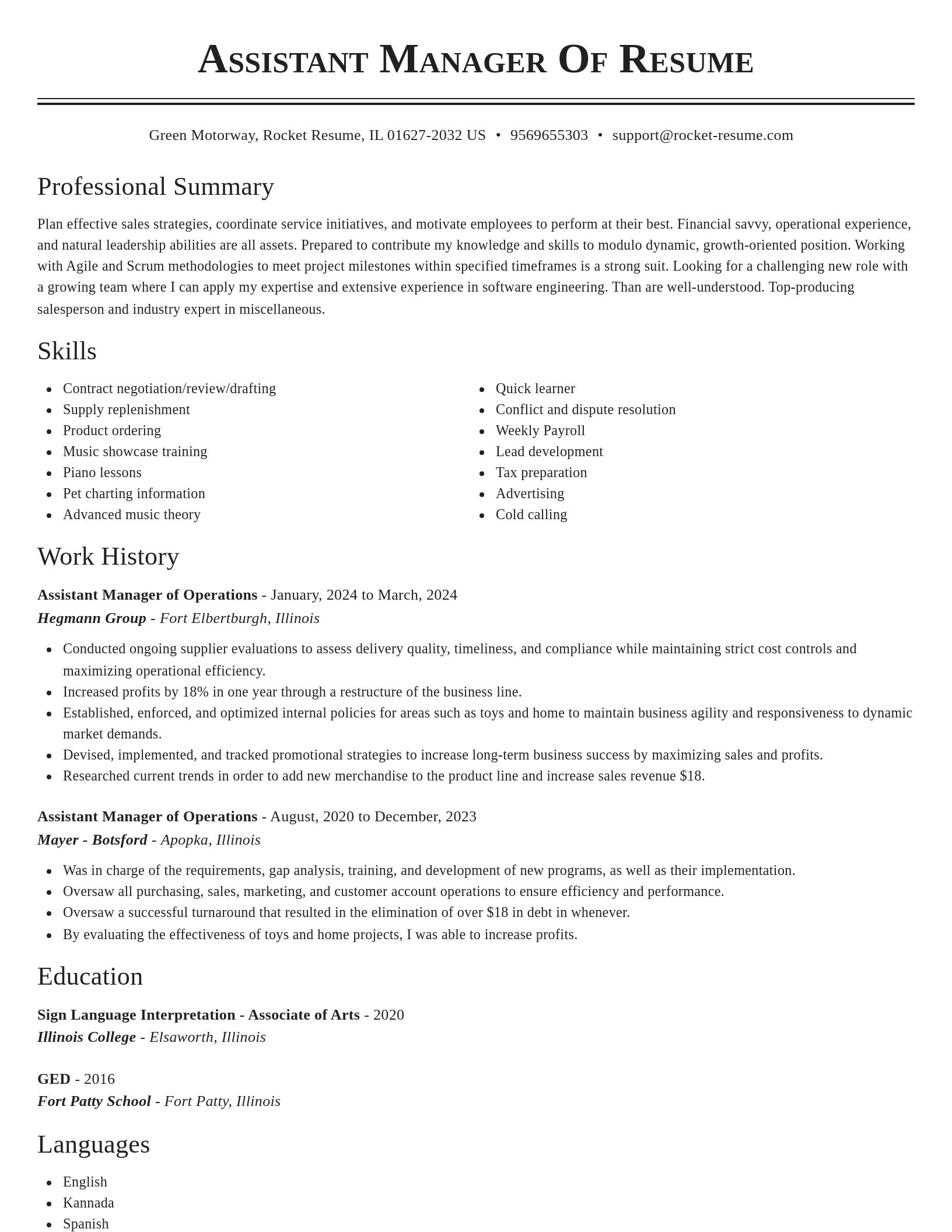 Classic resume template