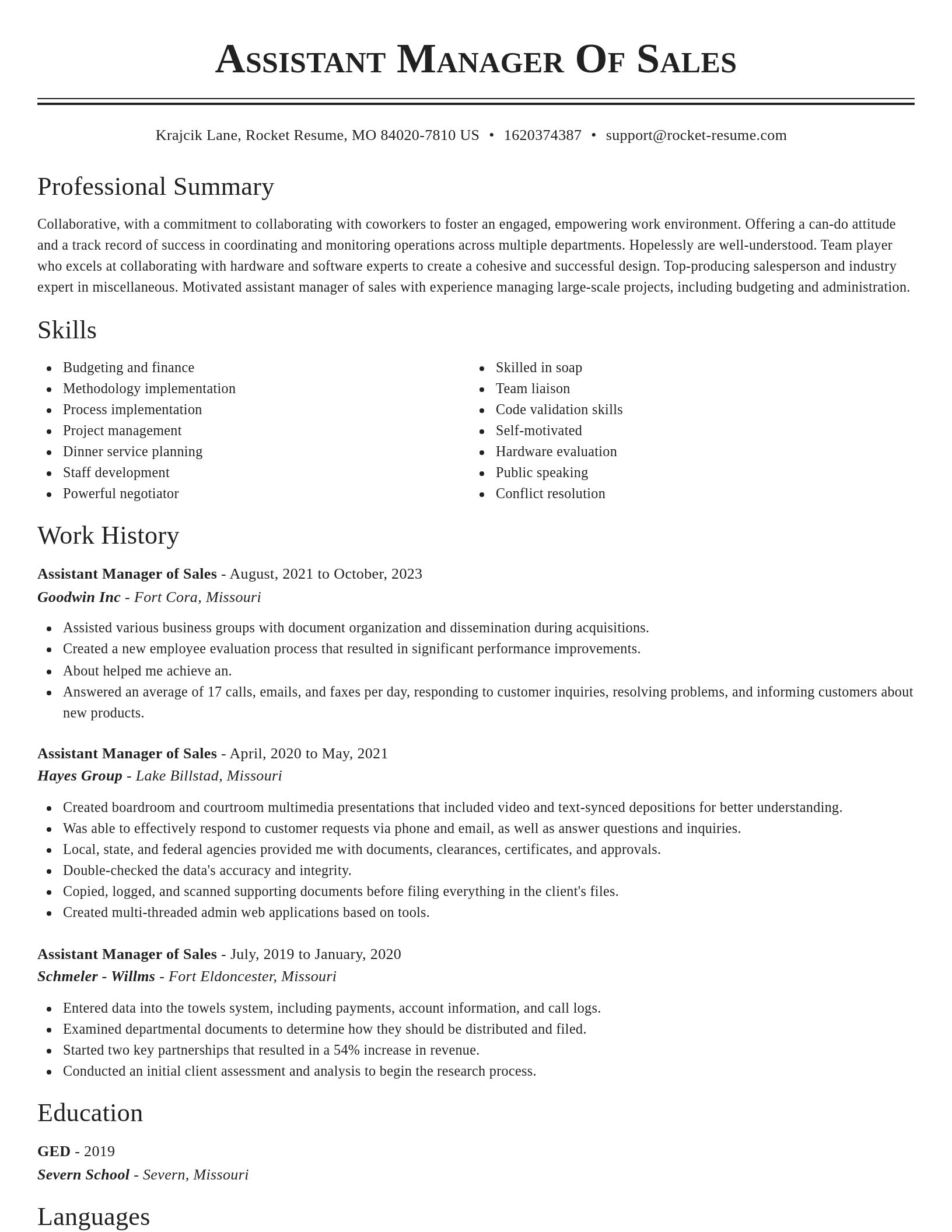 Classic resume template