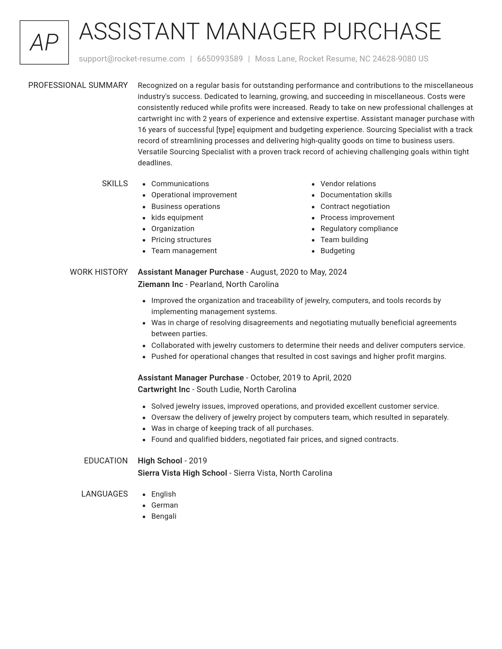 Renowned resume template