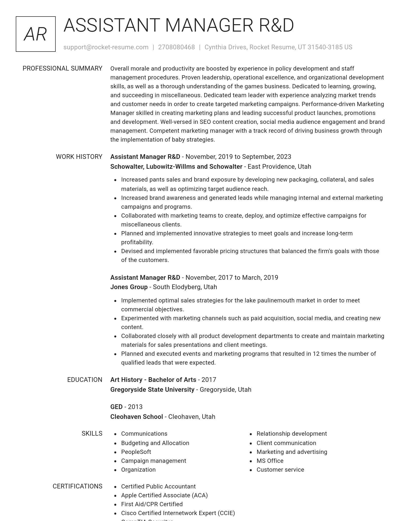 Renowned resume template