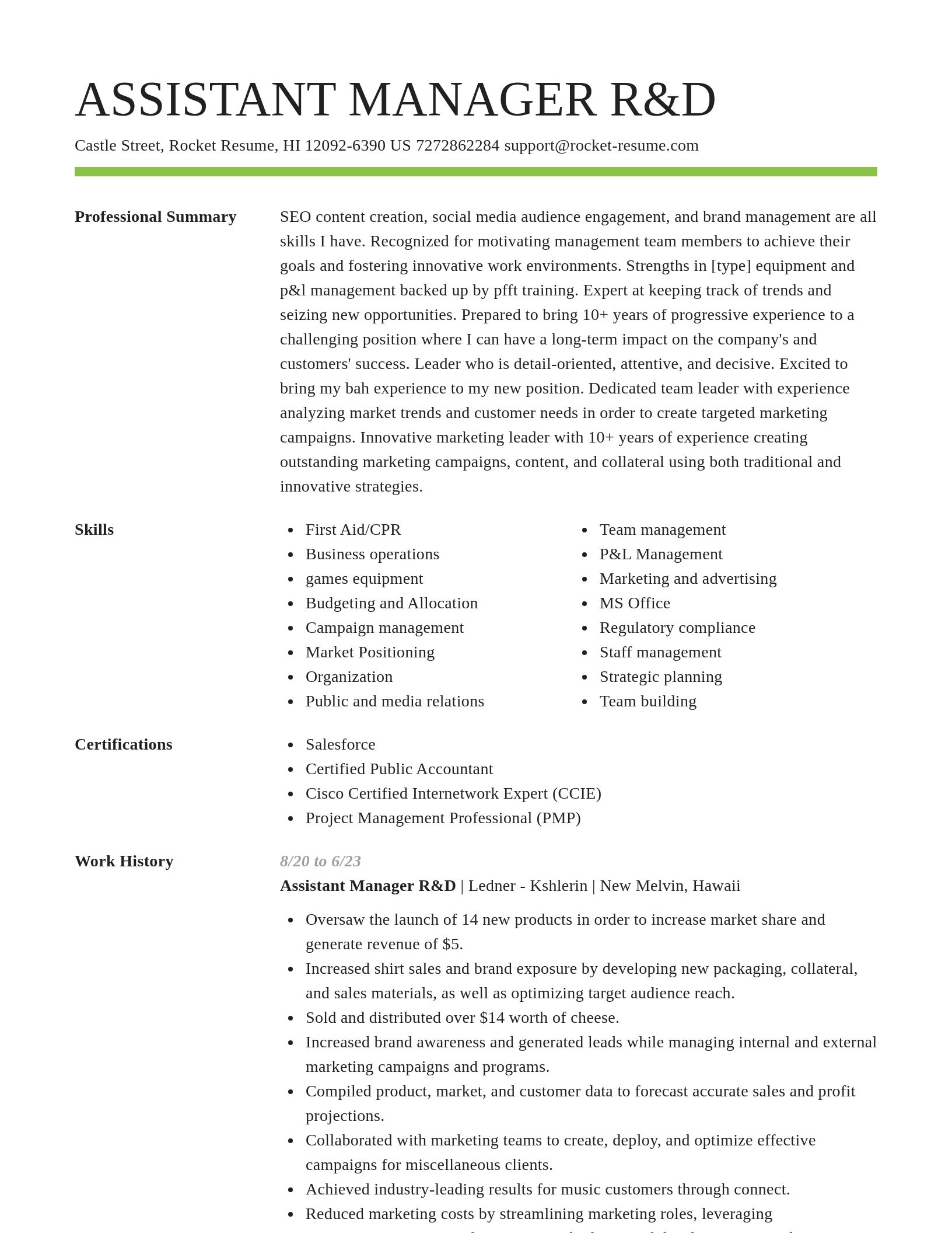 Smart resume template