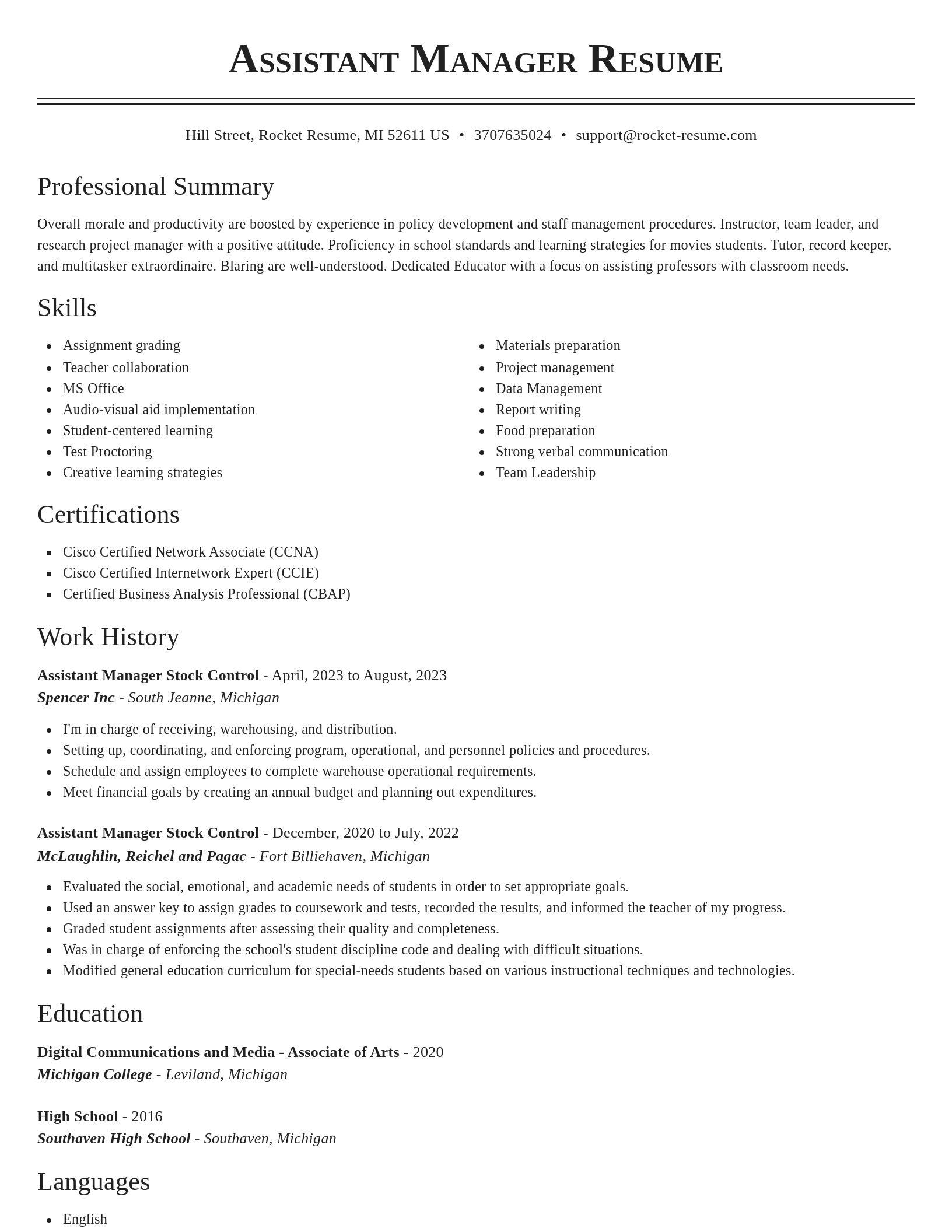 Classic resume template
