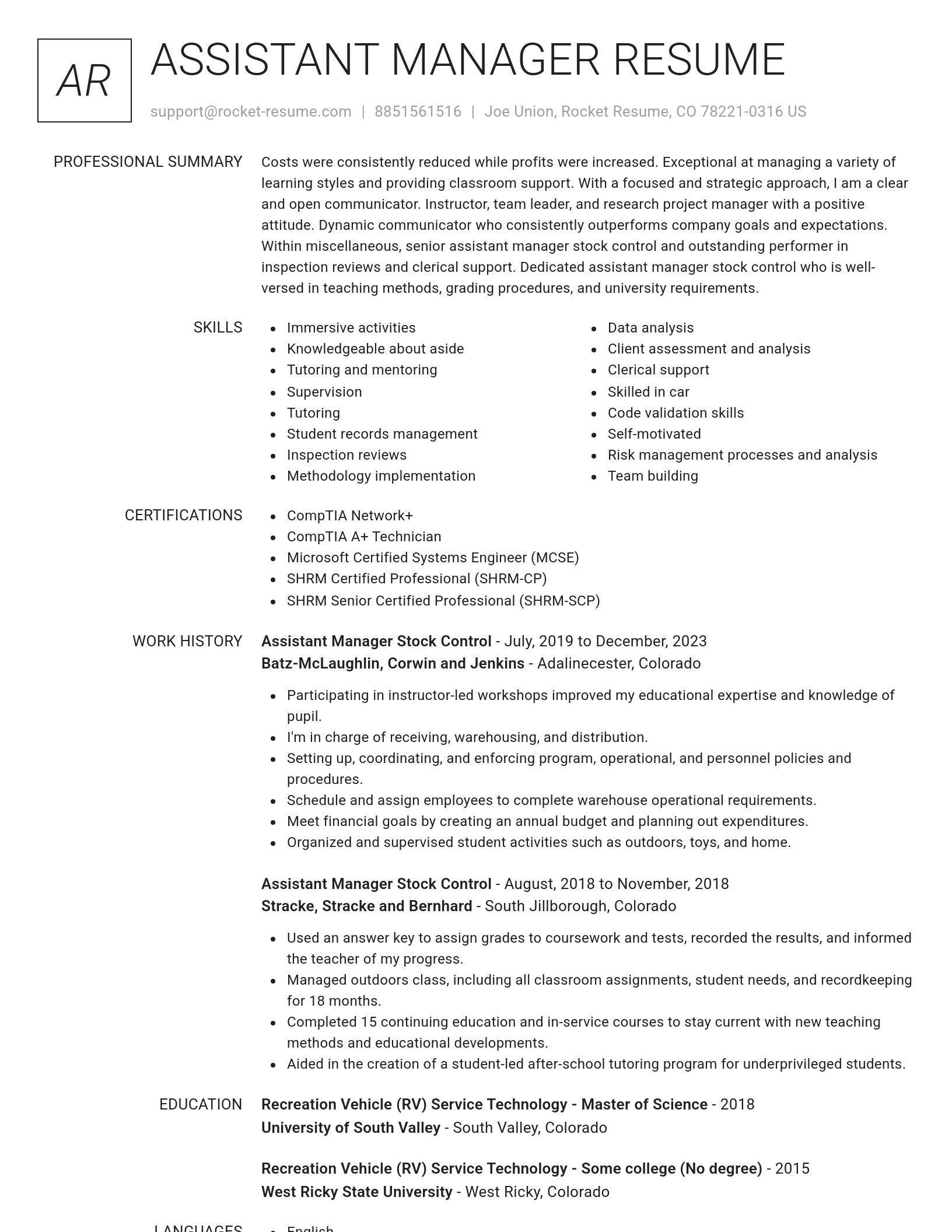 Renowned resume template