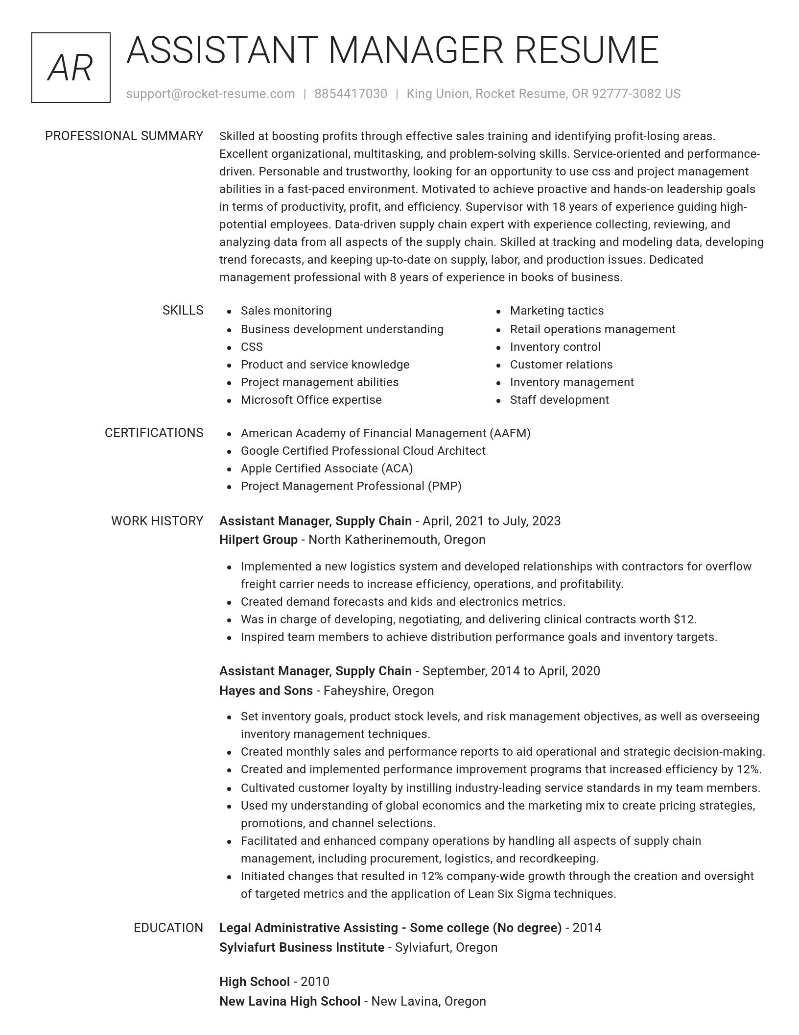 Renowned resume template